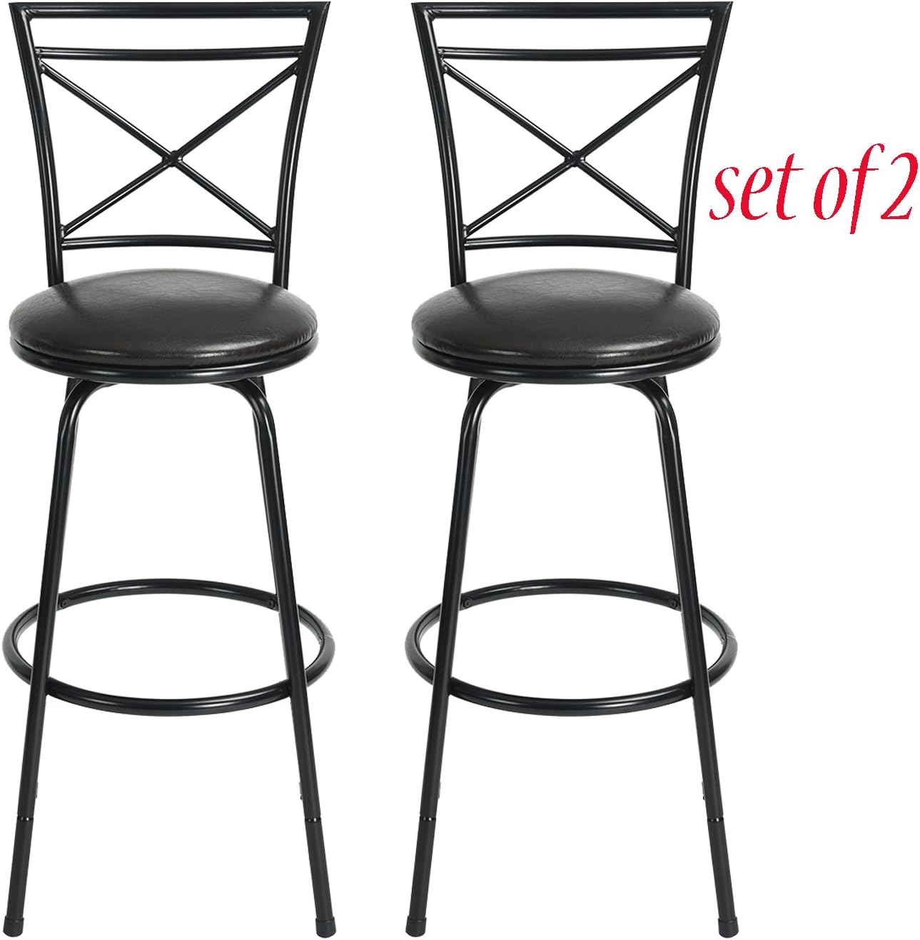 EARLYBIRD SAVINGS Set of 2 Bar Stool Chairs Breakfast Stool For Home Parties Office Public Bar (Black BROWN set of 2)