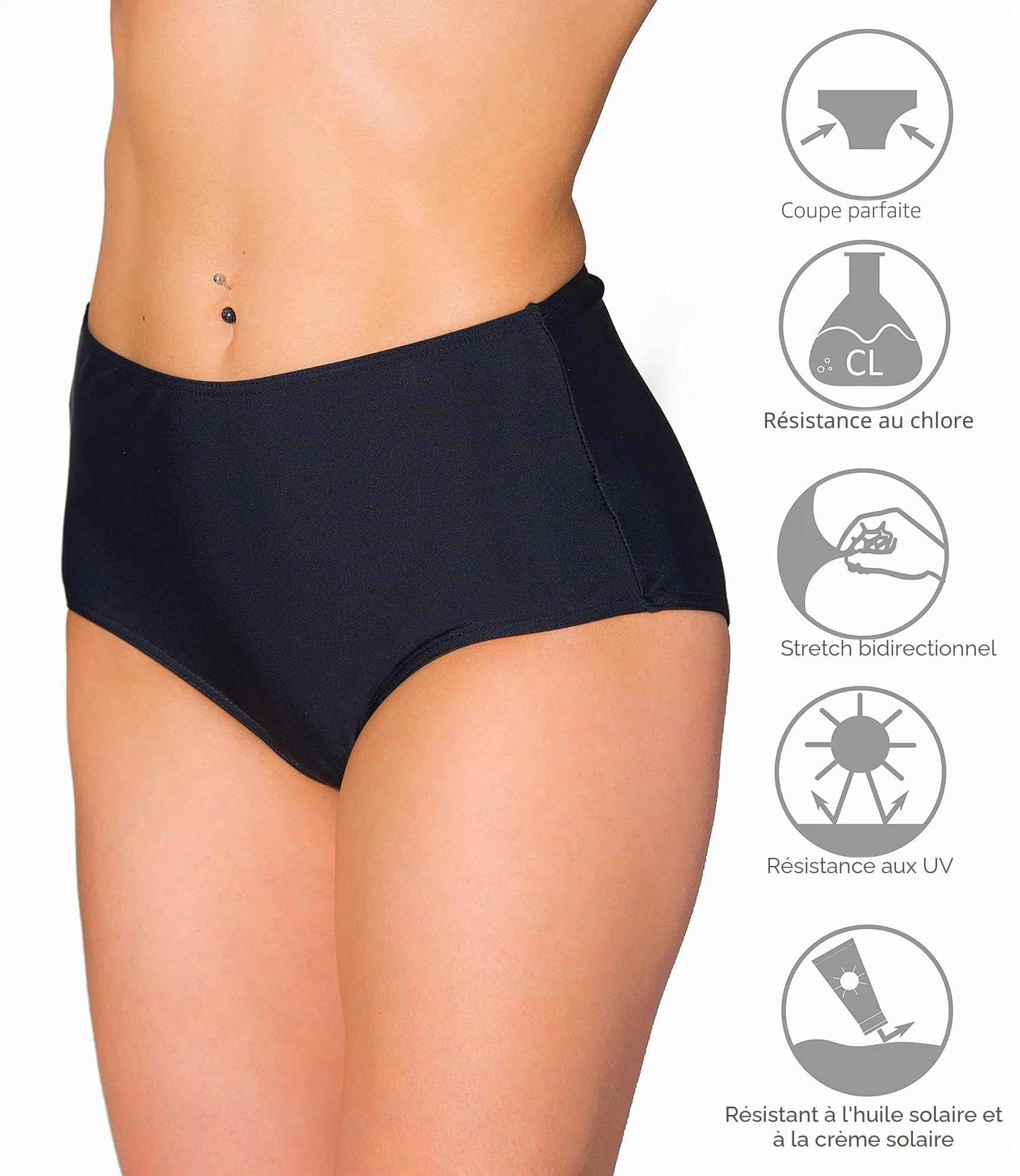 Aquarti Bas de Maillot de Bain Femme Taille Haute – Bas Maillot Femme Classique Uni