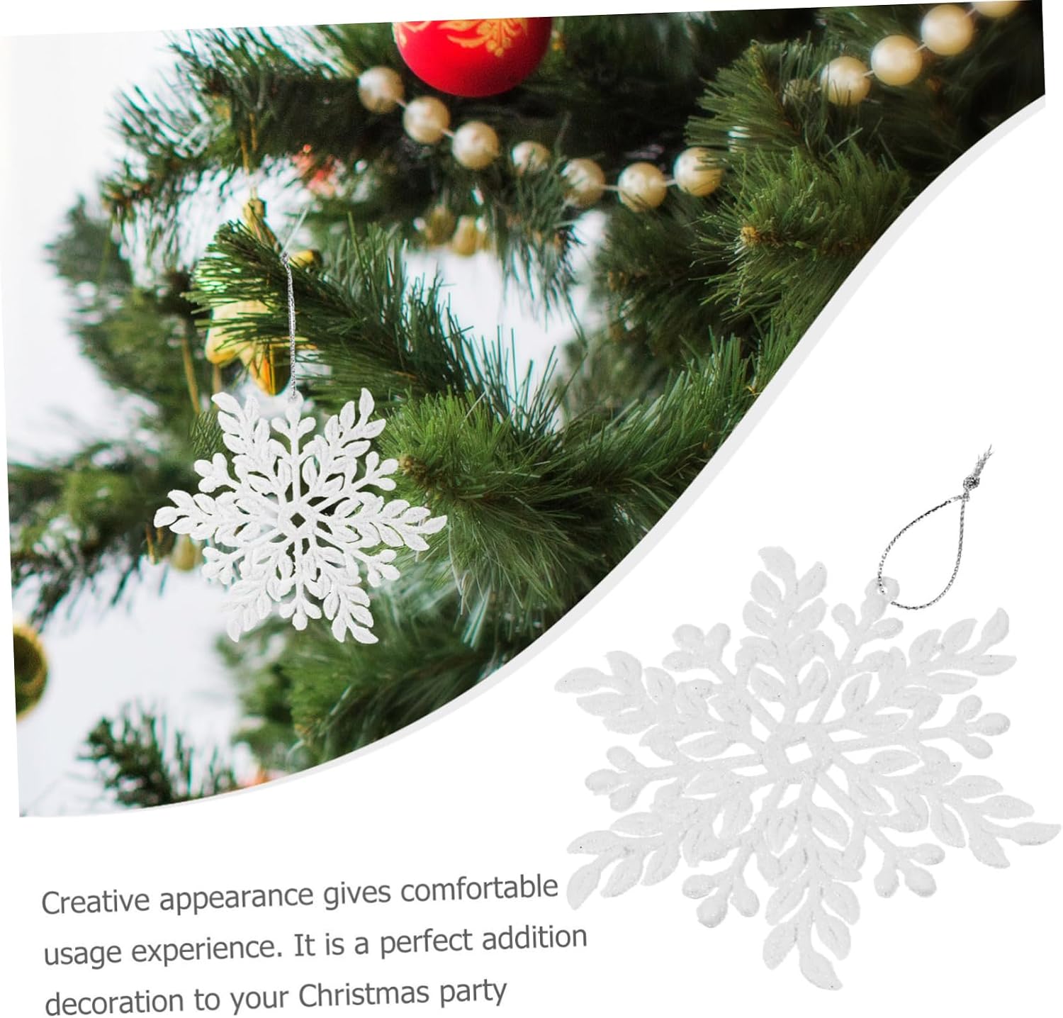 2Pcs White Foam Snowflake Hanging Pendants for Christmas Party
