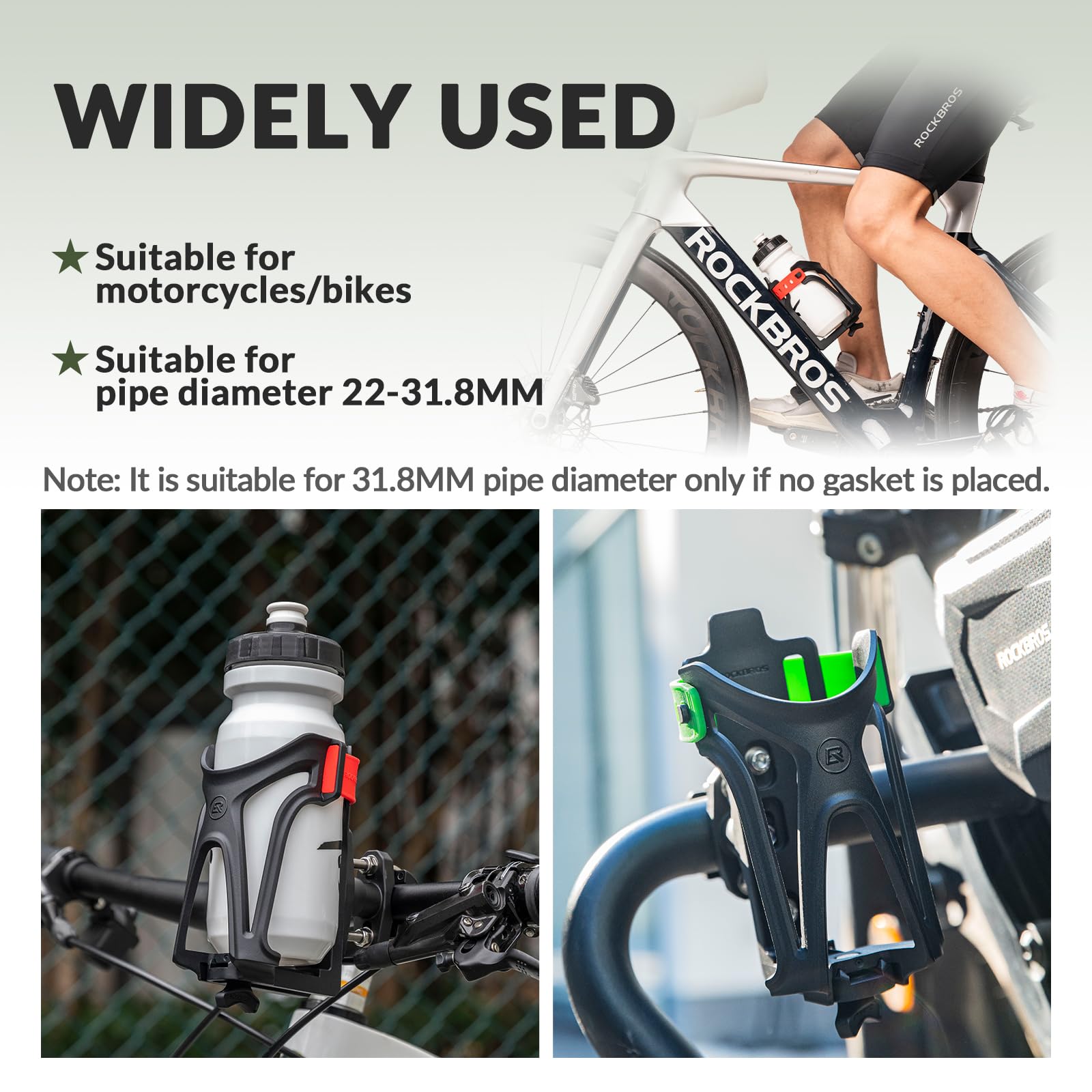 ROCKBROS Bike Water Bottle Holder Lightweight Bicycle Drinks Holder 360Rotation Cycling Water Bottle Cage for Road Mountain Bikes Strong Cup Holder Fits Bottles With 6~8.5cm Diameters - Image 3