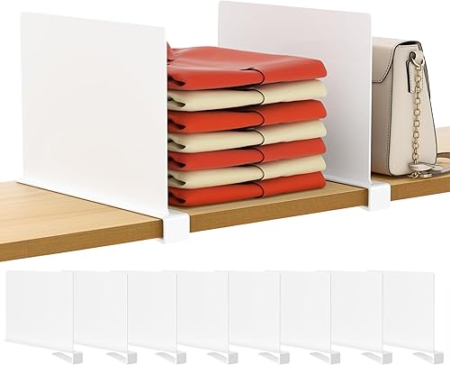 Miniatura 28 de HBlife Paquete de 6 separadores de estantes grises, organizador vertical de bolso para armario, perfecto para suéteres, camisas, bolsos