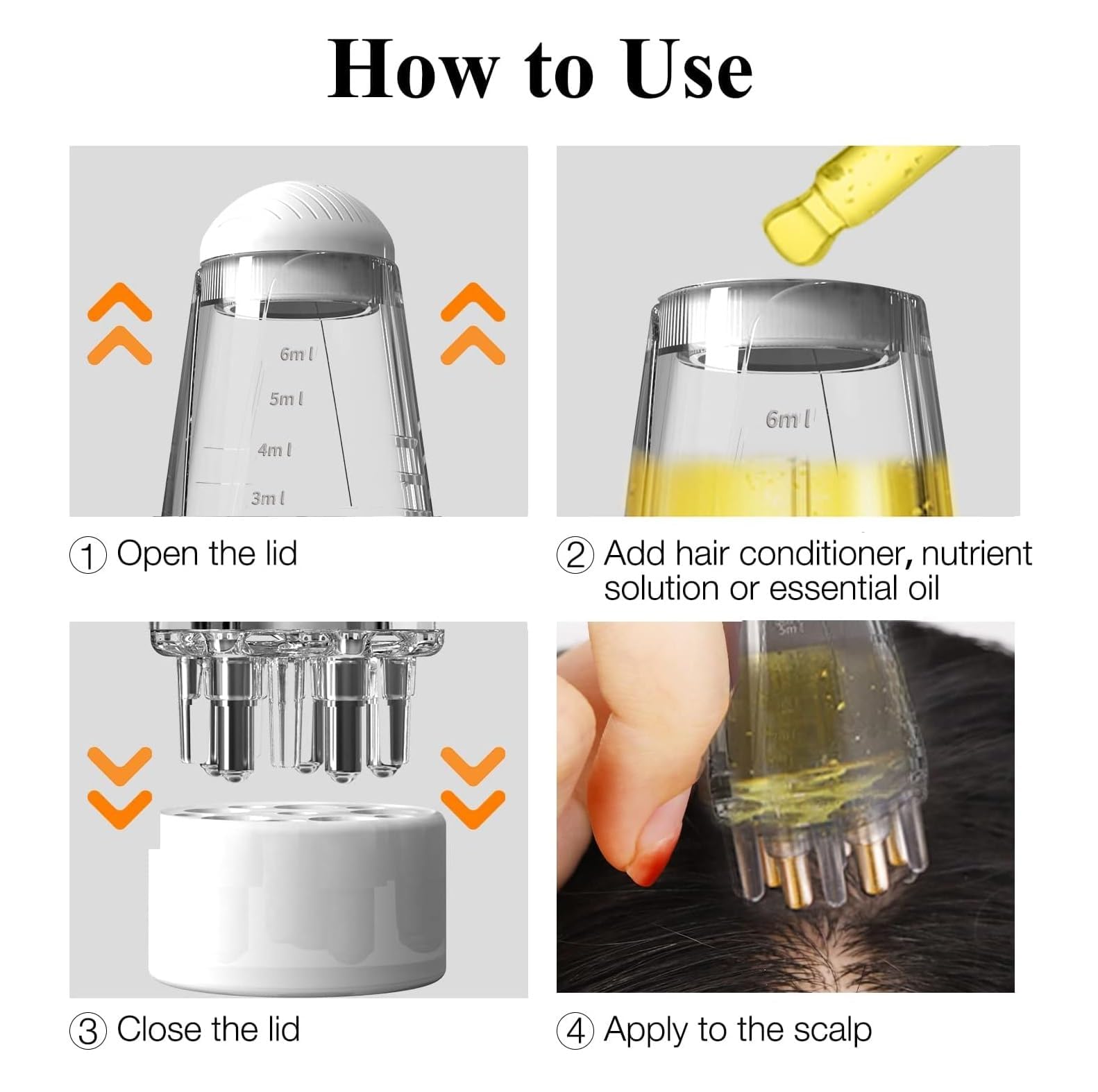 PRUVIA Hair Oil Scalp Applicator Tool | Mini Serum & Oil Dispenser with Scalp Massager | Easy Oiling Applicator for Hair | Compact 5 cm Design 2