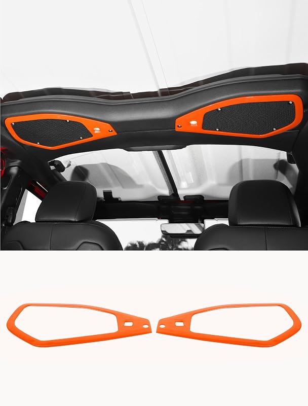Capa de acabamento para alto-falante da barra de som Savadicar para Jeep Wrangler JL e Gladiator JT 2024+, laranja, 2 peças