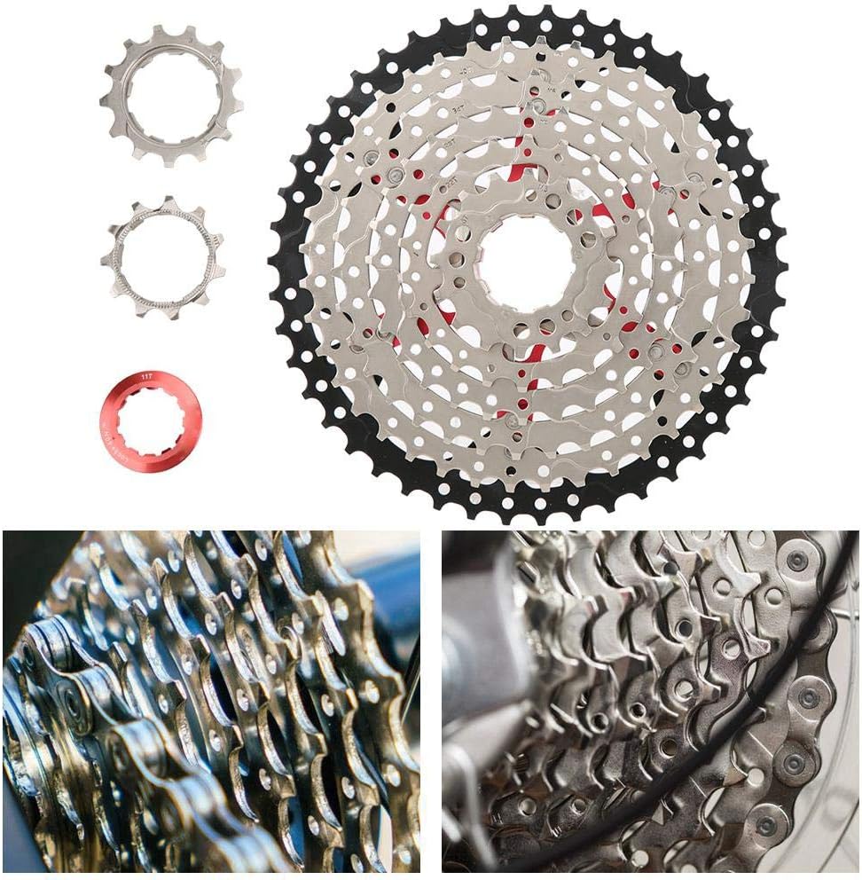 Tbest 8 Speed Cassette,Bike Freewheel Cassette 8 Speed 46T Large Gear Mountain Hollow Cassette Freewheel Threaded Flywheel ycle Accessory 7 speed cassette red