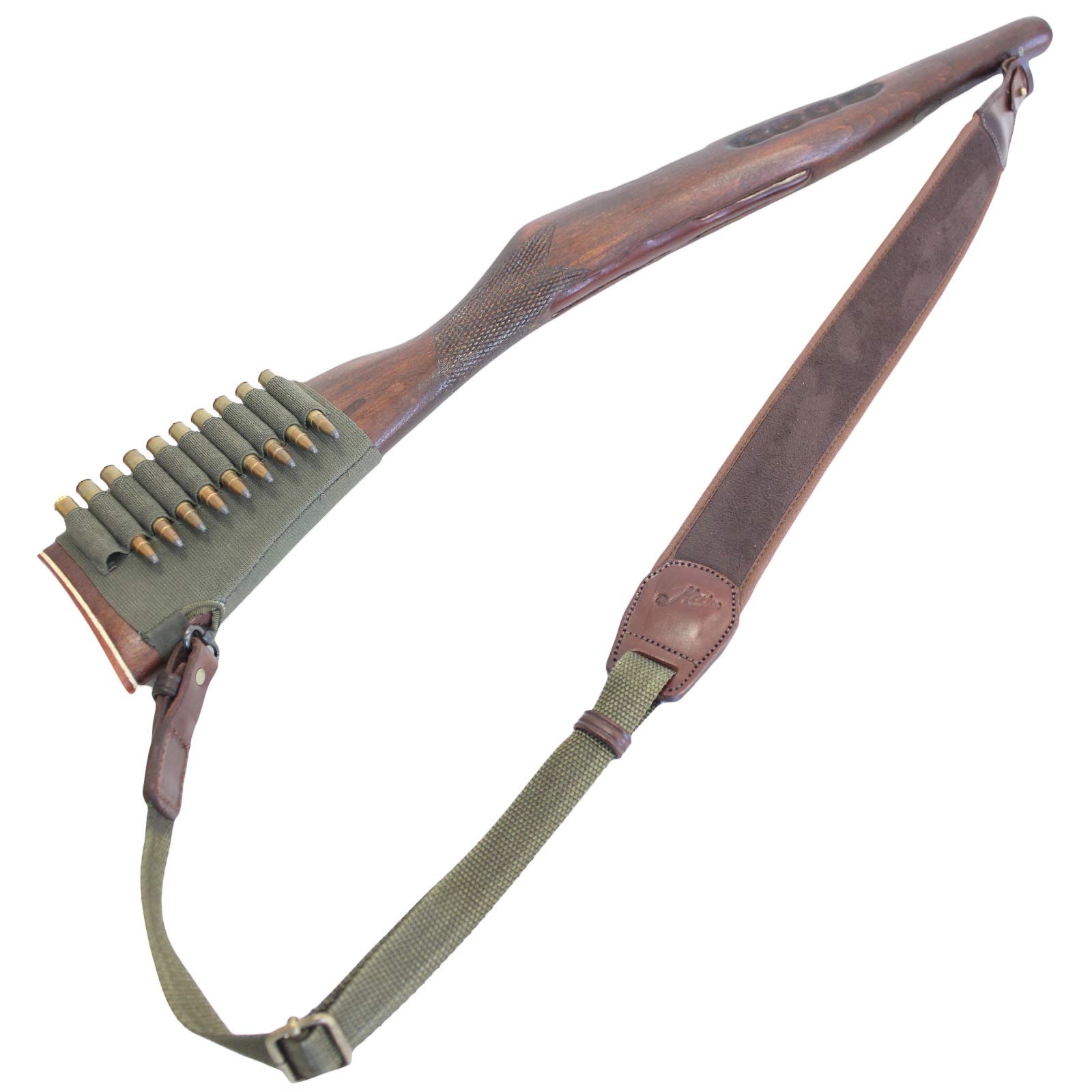Waffengurt Gewehrgurt Gewehrriemen Neopren-Taillegürtel, Braun/Grün, Verstellbarer Jagd-Gürtel für Gewehre und Outdoor
