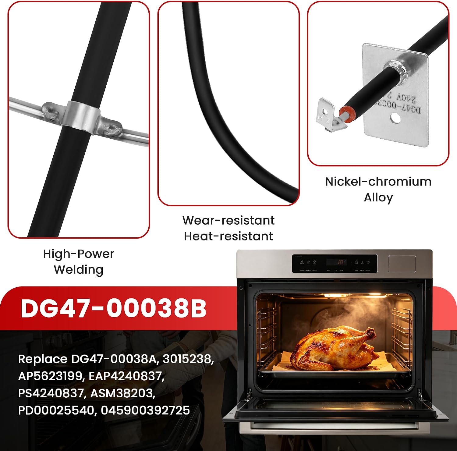 DG47-00038B Range Oven Bake Element Compatible With Sam-sung Range/Oven, Replaces DG47-00038A AP5623199 PS4240837 3015238, 240V 2400W Bottom Heating Bake Heater Part by Fetechmate