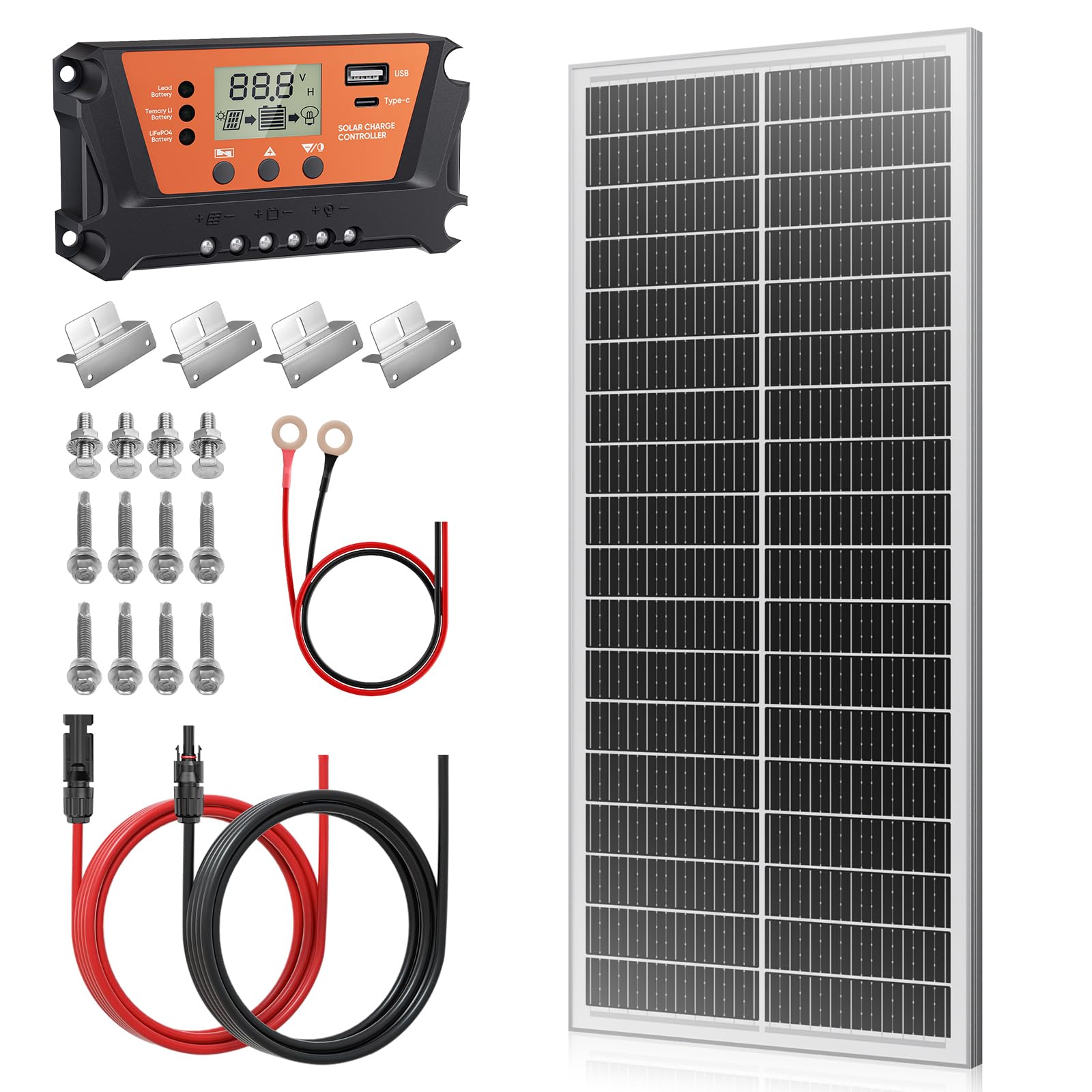 100W Solarpanel N-Type 12V Monokristallin IP68 MC4 für RV Schiff Dach