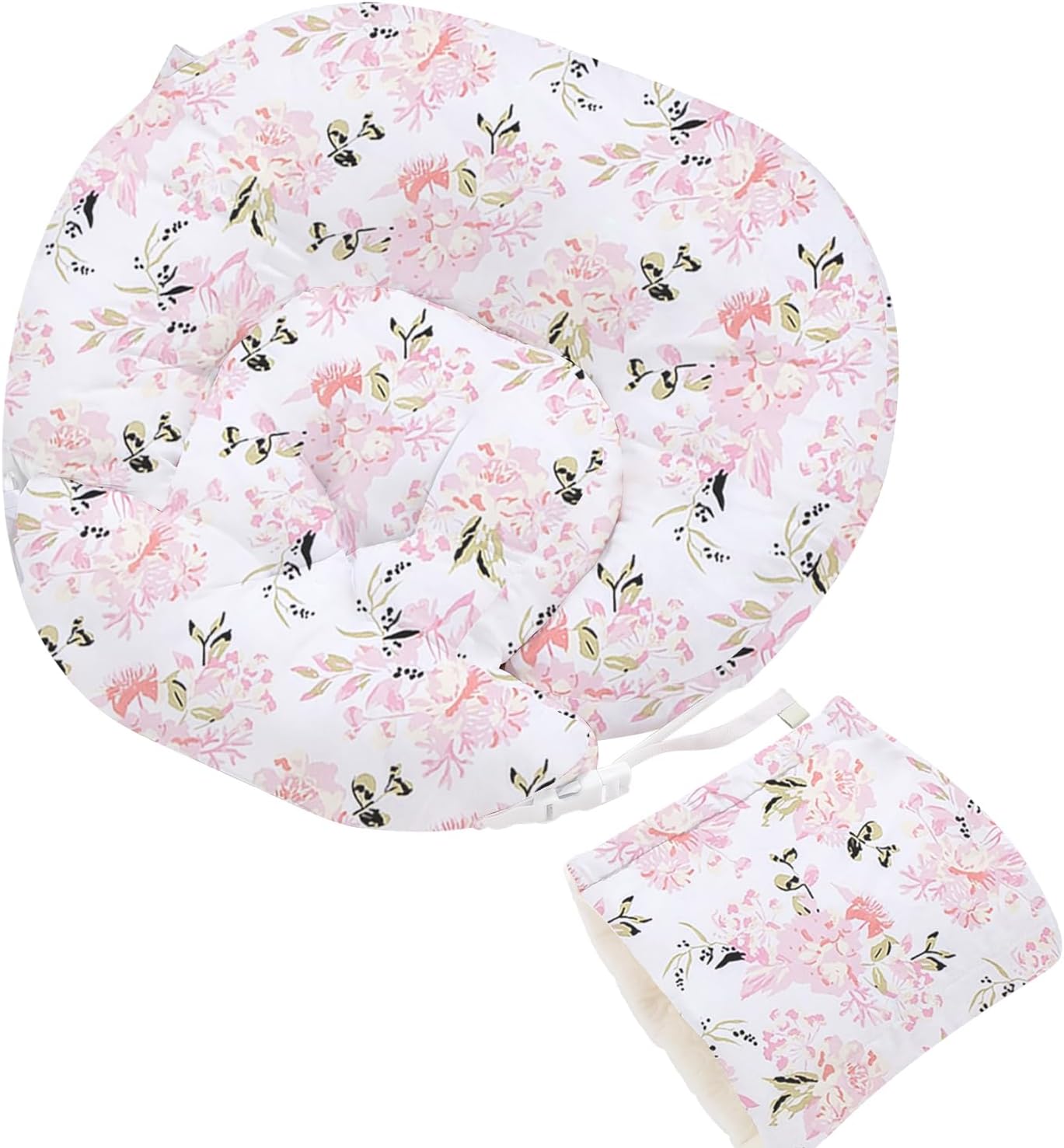 Little Grape Land Nursing Pillow, Multifunctional Breast Feeding Pillow with Arm Pillow, 3pk Baby Support Pillow with Adjustable Waist Strap and Removable Cover, Rose Floral