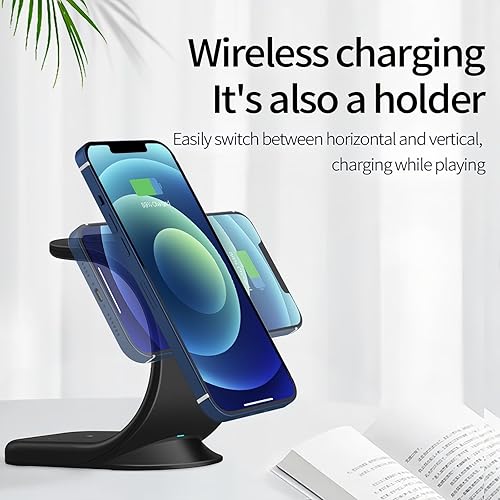 Miniatura 3 de MMOBIEL Estación de carga inalámbrica compatible con iPhone, Apple Watch y AirPods - Soporte de cargador inalámbrico 3 en 1 de 18 W - Base de carga