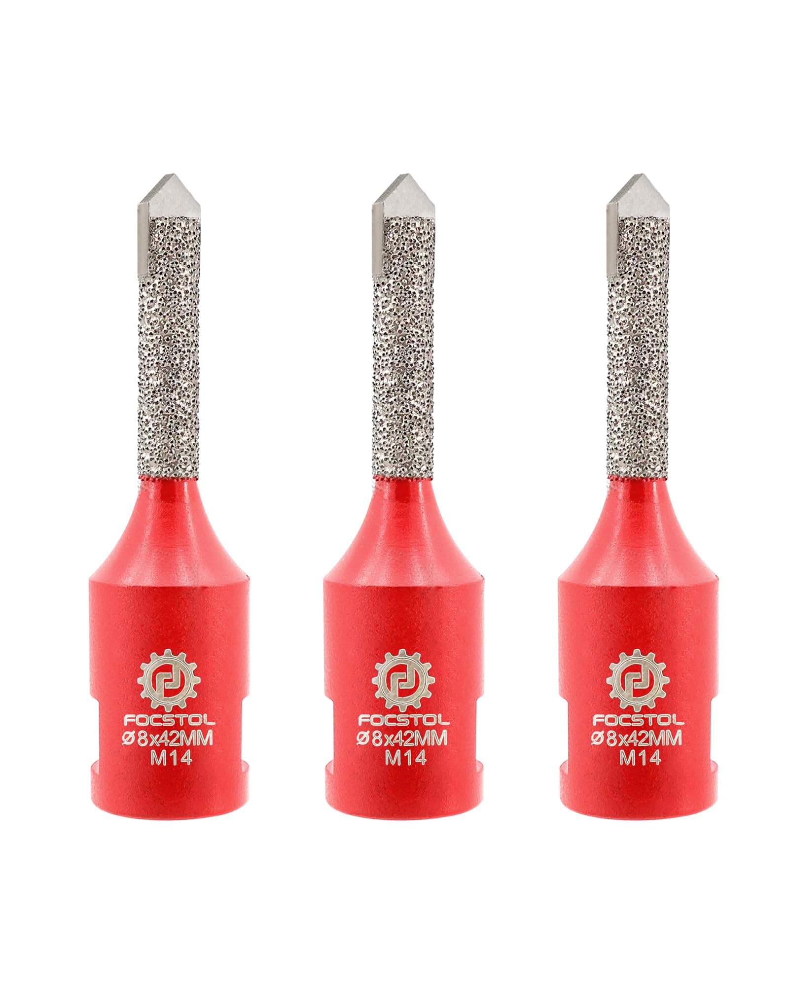 FOCSTOL Diamond Mortar Raking Bit - 3pcs Mortar Router Bit with Carbide Tipped for Mortar Removal and Tuck Pointing Masonry Stone Brick Removal 8mm x 42mm