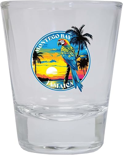 R and R Imports Montego Bay Jamaica Design A Souvenir - Vaso de chupito redondo transparente de 1.5 onzas, paquete de 2 unidades