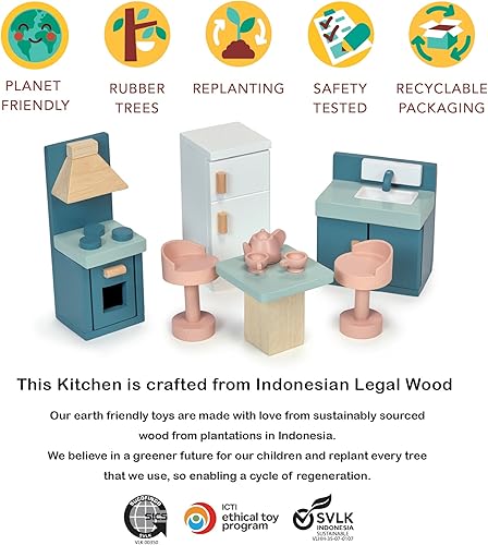 Miniatura 5 de mentari Juego de muebles de cocina para casa de muñecas, madera, interactivo, juego imaginativo, niñas, niños