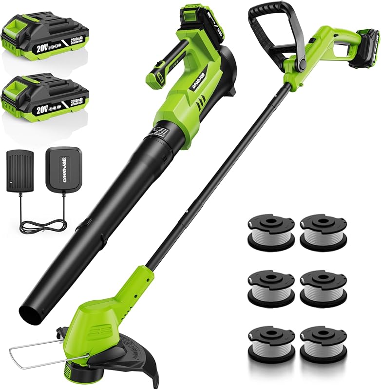 20V Cordless String Trimmer & Leaf Blower Combo with 2 Batteries | 12" Auto-Feed Weed Wacker, 650 CFM 200 MPH Lightweight Battery Powered Yard Tools for Lawn Care