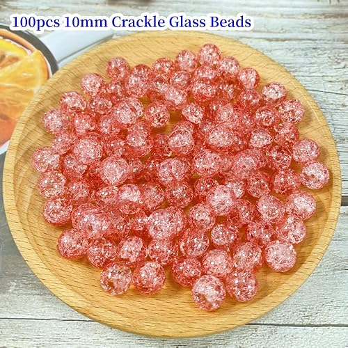 Miniatura 8 de 100 cuentas de vidrio agrietado de 0.394 pulgadas para hacer joyas, cuentas espaciadoras redondas, cuentas de vidrio para manualidades, cuentas a