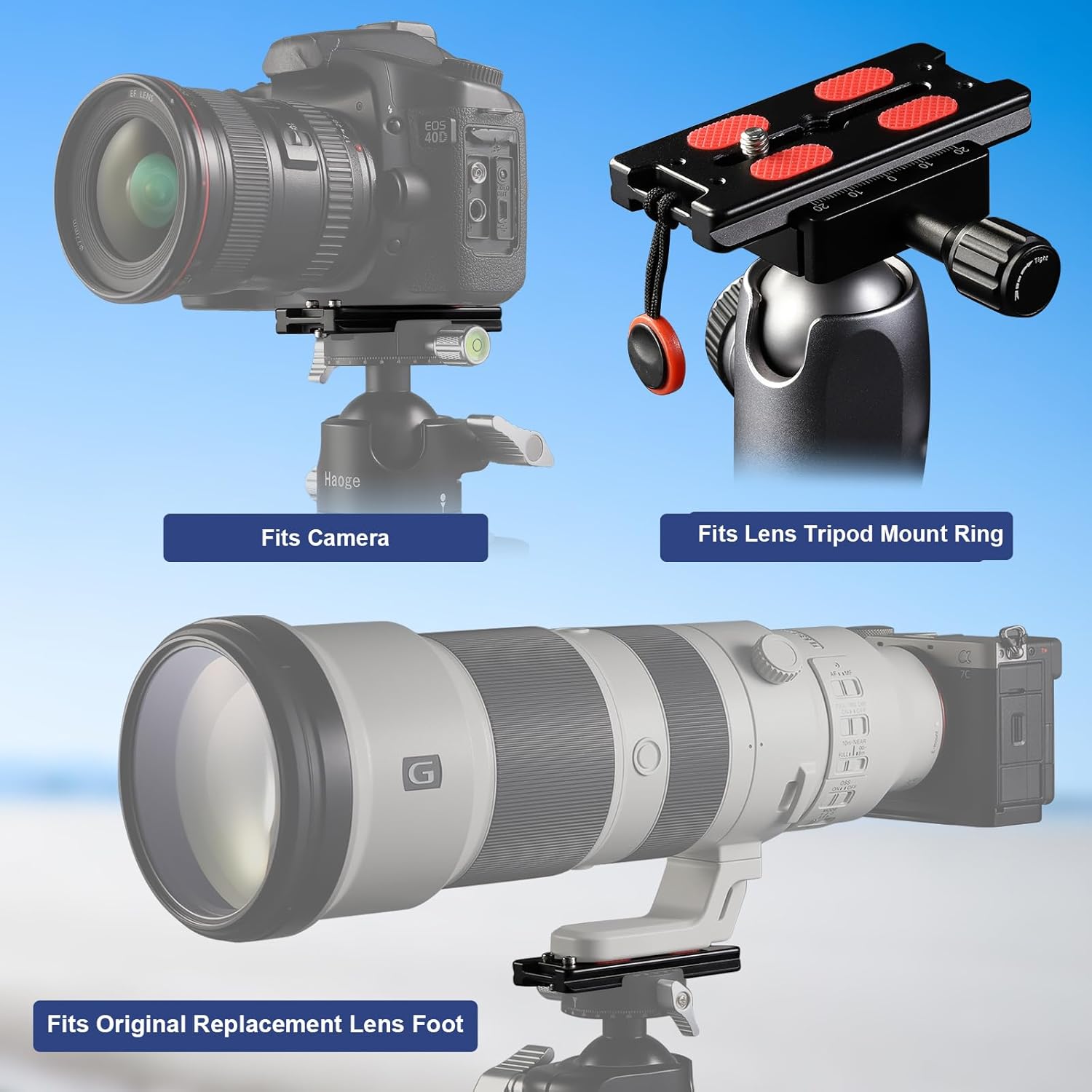 Haoge HQR-90 Tripod Arca Plates 90mm Universal Arca Swiss Quick Release Plate for Tripod Ball Head with Hand-Adjustable Stainless Steel Screw of 1/4" and 3/8" Built-in Strap Hole (New Version) - Image 2