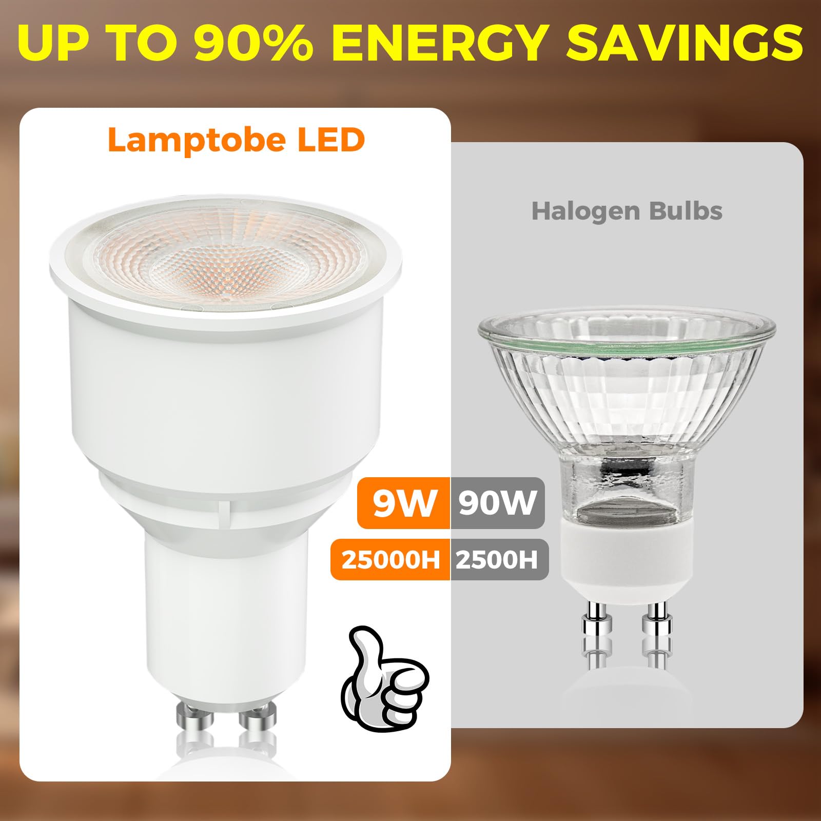 Lamptobe 9W GU10 Long Neck LED Bulbs, Long Barrel GU10 LED Spotlight Bulbs Warm White 3000K - Image 3