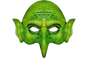 Green Goblin Mask - Half Face Mask for Halloween, Witch, Devil, Cosplay, and Masquerade