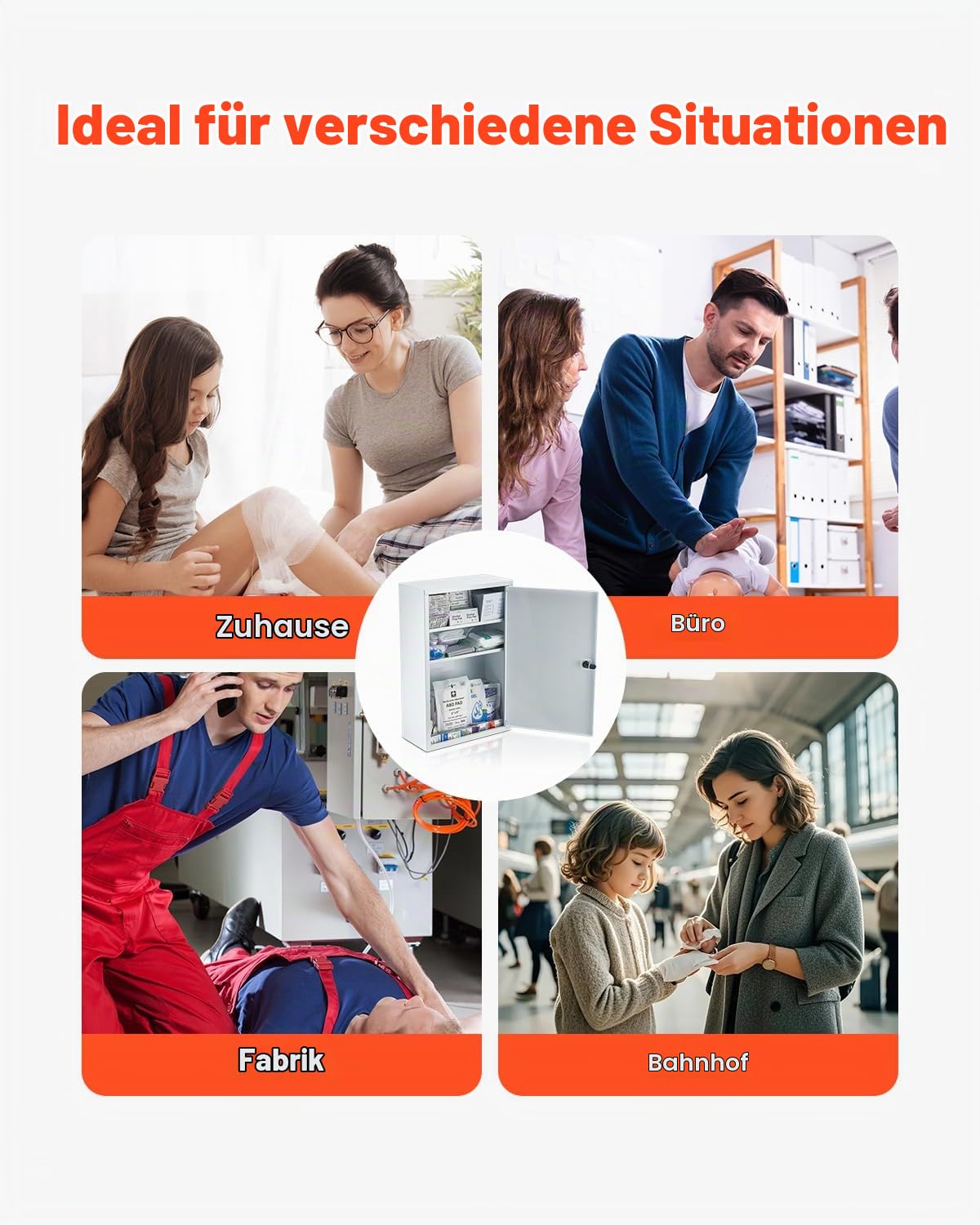VEVOR Erste-Hilfe-Schrank mit 3 Ablagen, Medizinschrank 1000-teilig-Set, Wandmontierter Arzneischrank, OSHA & ANSI 2015 (Klasse A), Notfall-Medizinbox aus Metall, für Unternehmen und Baustelle