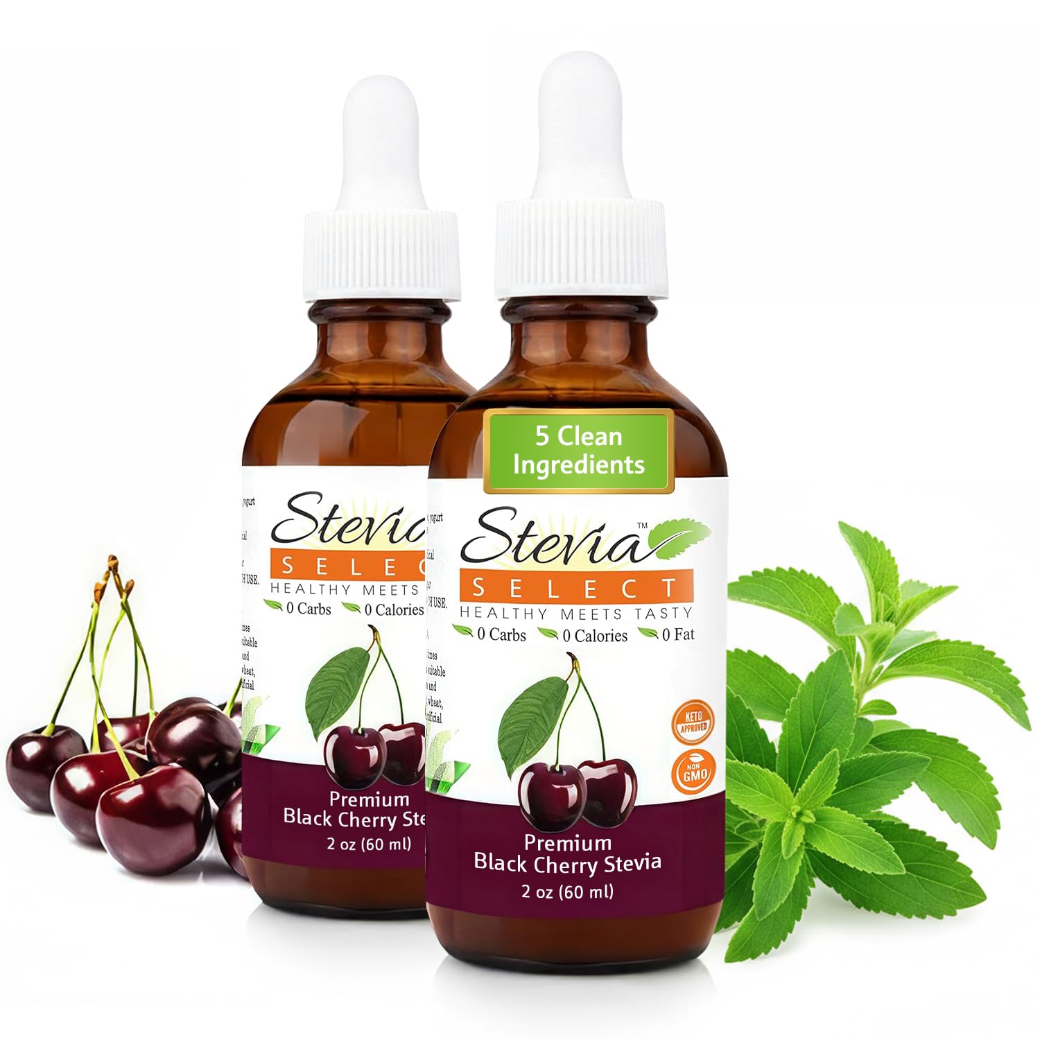 Stevia Select Black Cherry Pure Stevia Liquid - Zero Calorie Sweetener - All Natural Liquid Stevia Extract Flavor Drops - Keto All - Natural sweetener