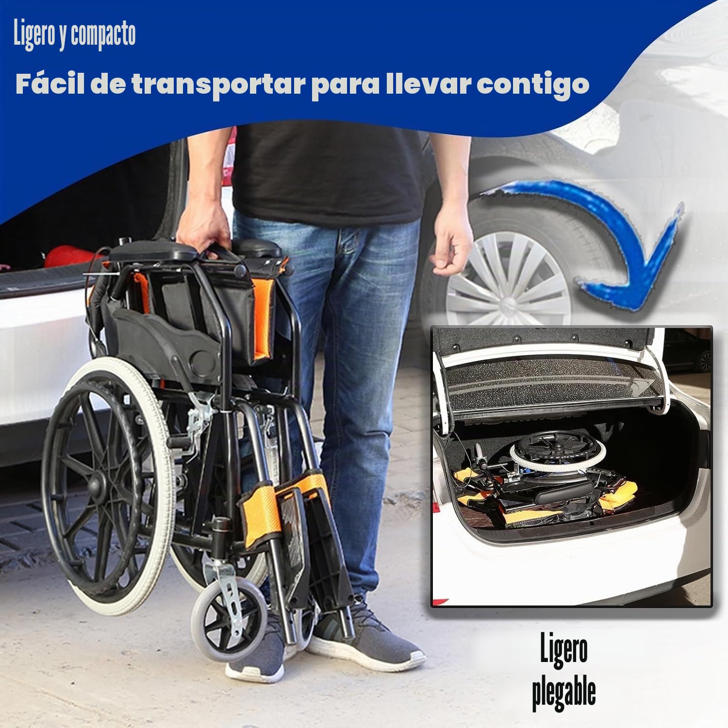 Silla De Ruedas De Transporte Liviana Plegable,Capacidad De Carga 150 Kg,Silla De Ruedas Ligera Y Plegable con Freno De Tambor,con Autopropulsión,Silla De Ruedas De Viaje Black