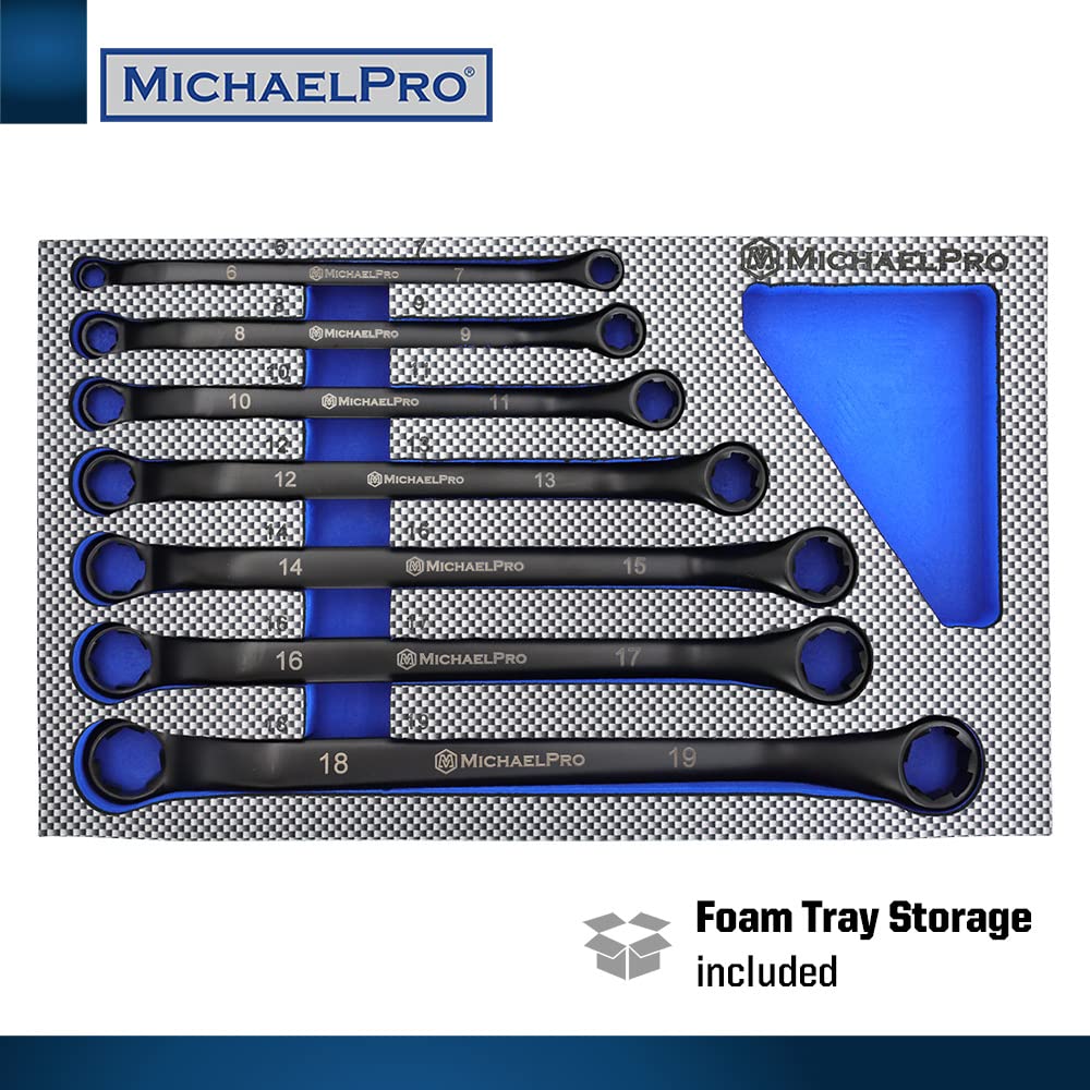 MichaelPro MP001217 - Set di 7 chiavi per estrattori di bulloni in ossido nero (metrico) | Estrattore per dadi e bulloni a 6 punti arrotondati, smussati, sottili