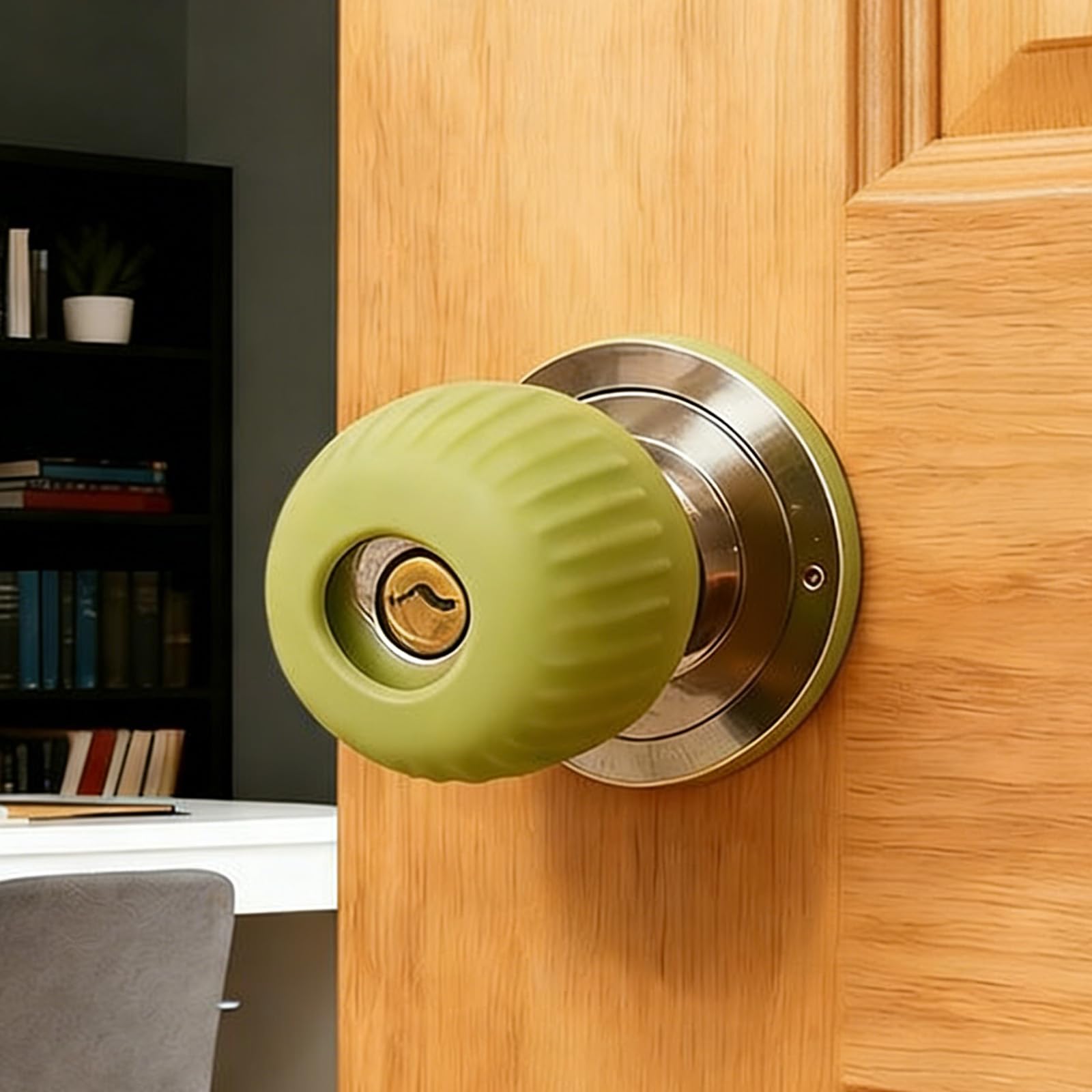 WSIWZAI Doorstop Knob Stopper Covers Door Handle Grip Wall Protector, 2 Pack Soft Rubber Door Knob Non-Slip Cushion Grips(Green)