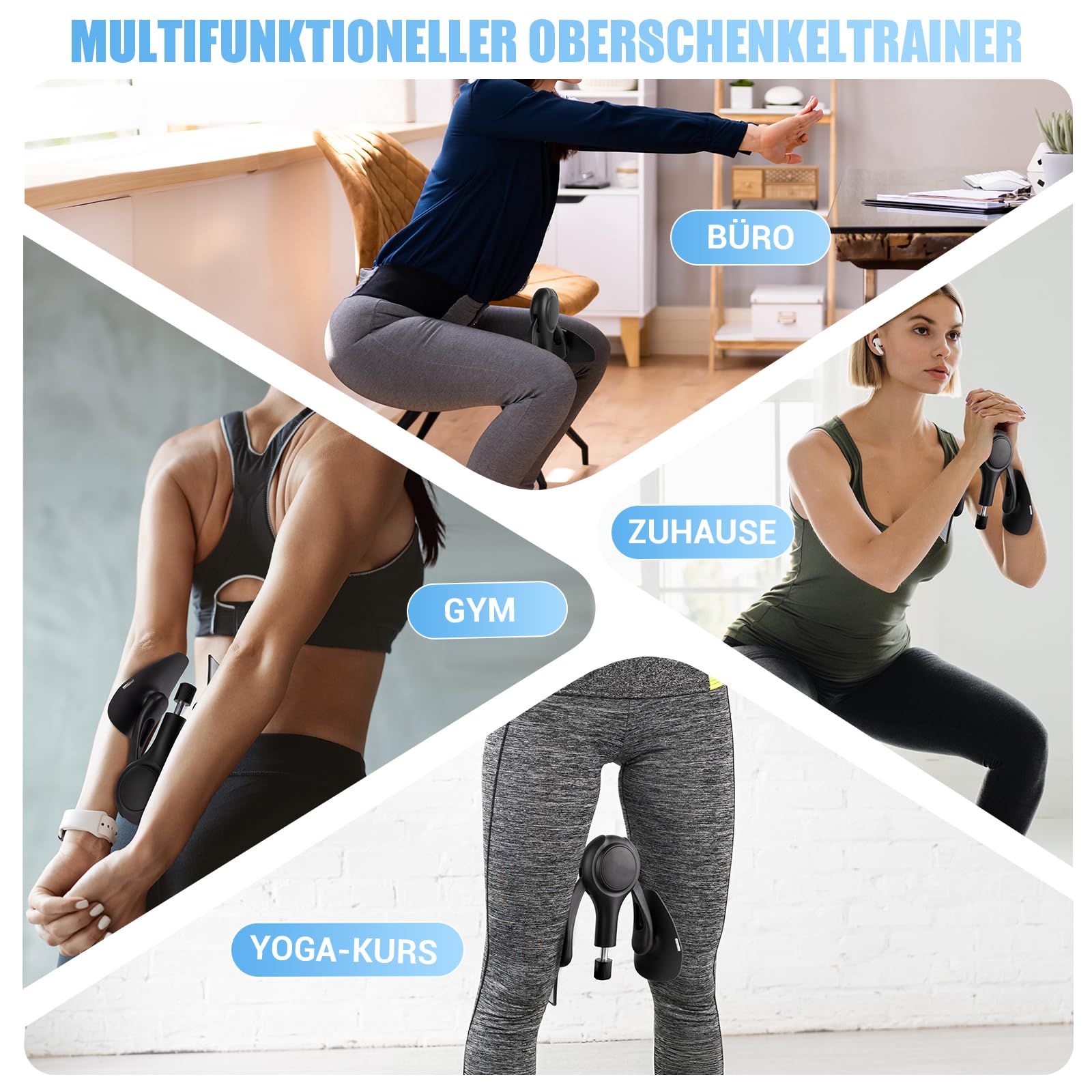 Oberschenkeltrainer, 15-70 lbs Beckenbodentrainer für Frau, Multifunktionaler Gesäßtrainer, Po Trainer mit Resistance Bands, Beinpresse für Zuhause, Beckenboden Trainingsgerät zum Formen, Yoga