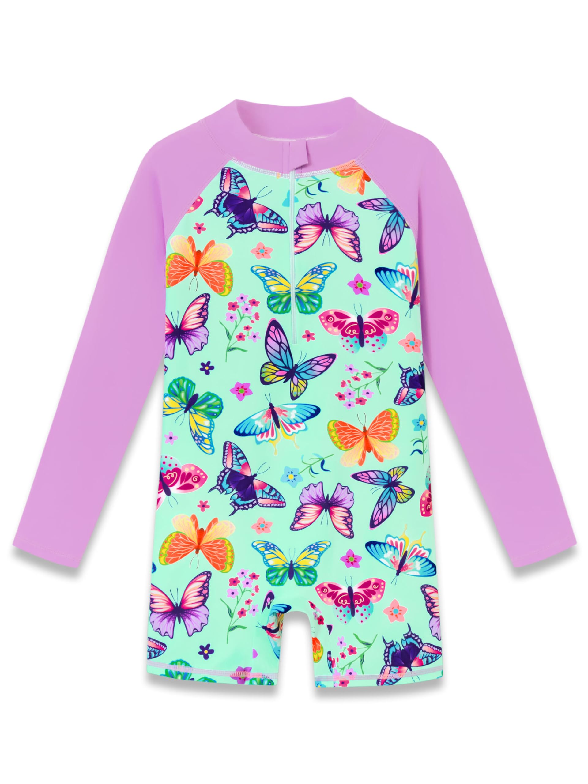 Dvenki Toddler Girls Long Sleeve Rashguard Swimsuit Zipper Sizes 2T-10