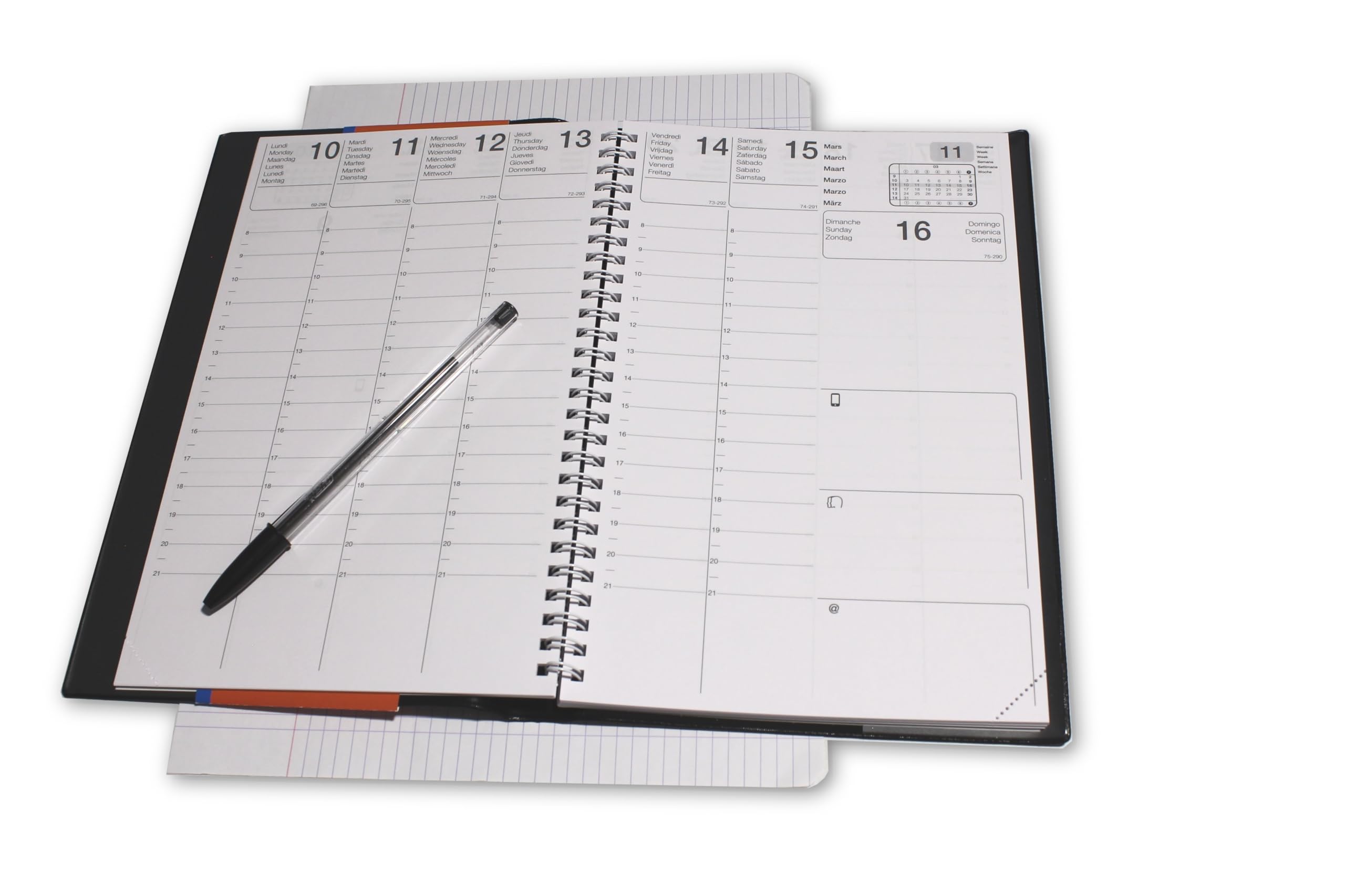 Agenda 2027 Semainier Spirale 16 x 24 cm 1 Semaine sur 2 Pages France Couverture PVC