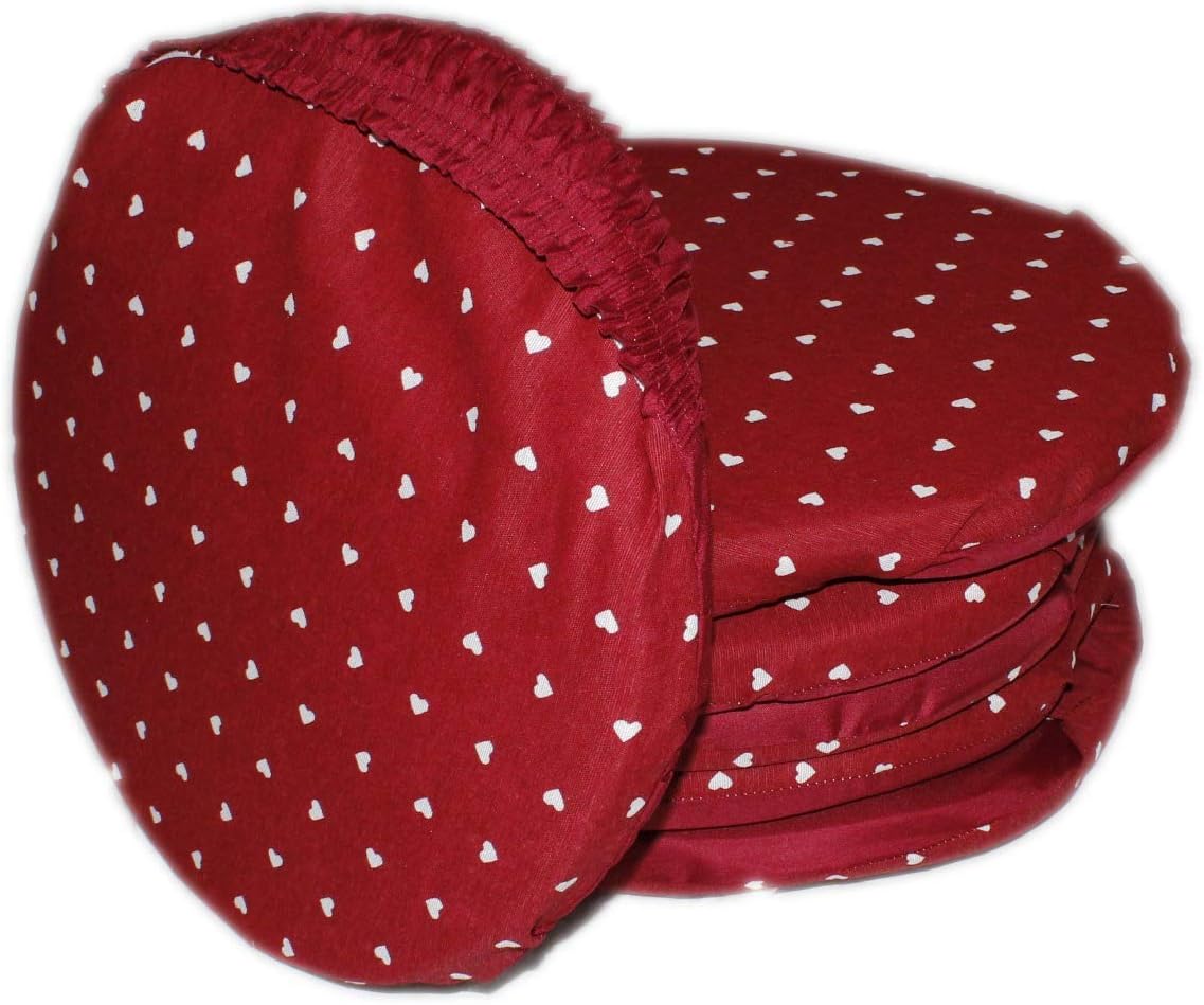 Coppia Cuscini Rotondi Per Sedie Da Cucina - Imbottiti Con Elastico, Diametro 40cm, Bordeaux - Foto 5