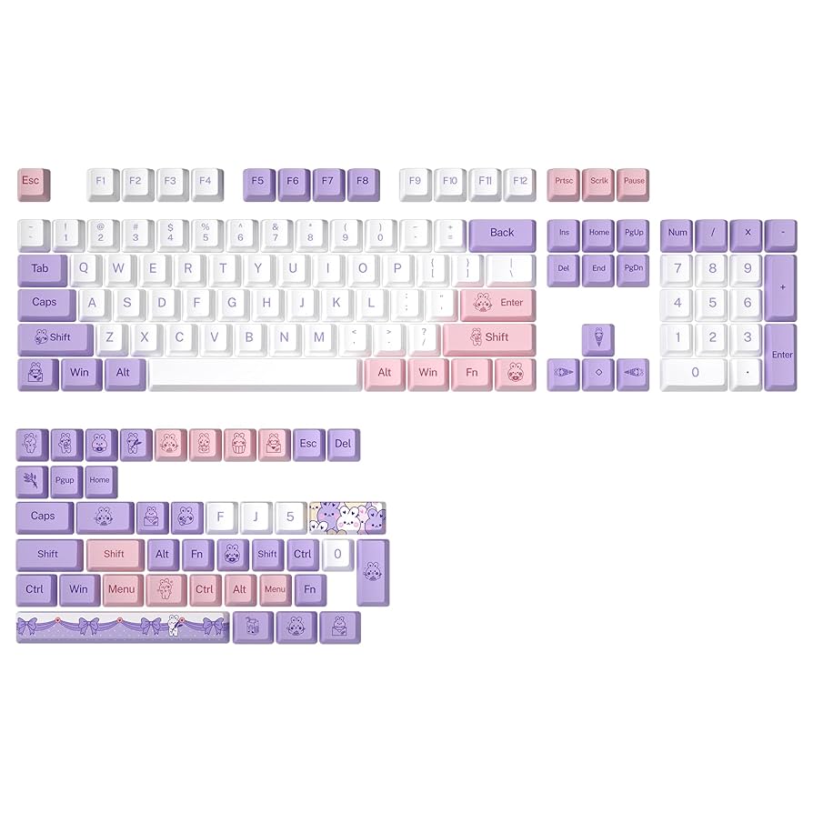 piii♡ Amazon.com: YUNZII Lavender Rabbit Dye Sub PBT Keycaps,140