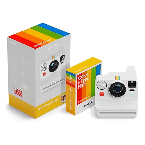 Polaroid Now+ 3rd Generation I-Type Instant Camera + Film Bundle - Now+ Bluetooth App Controlled White Camera + 16 Color Photos (6562) - Camera + Film - White