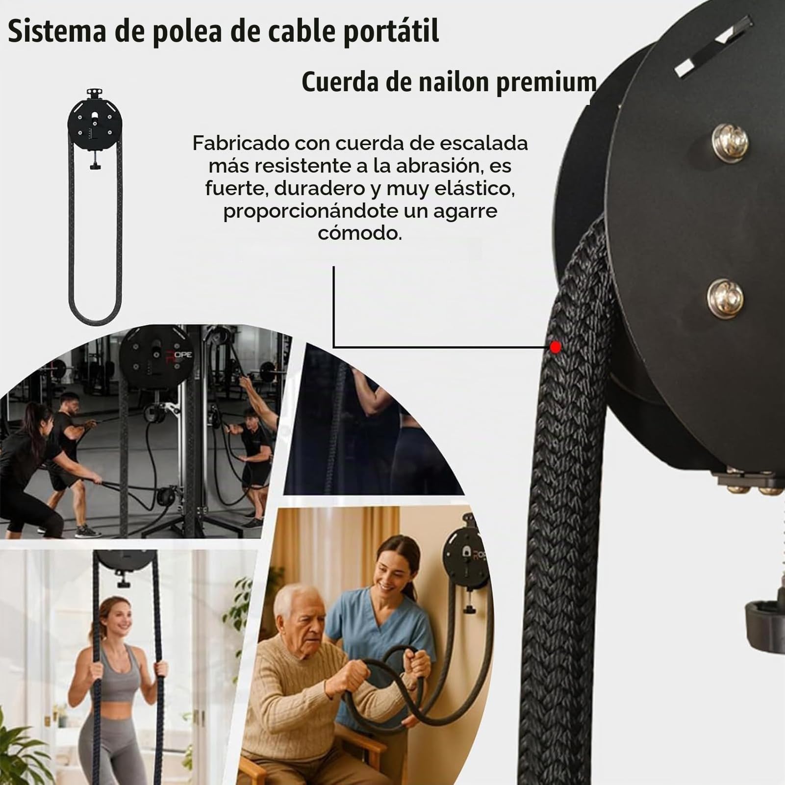 Máquina De Entrenamiento De Resistencia, Entrenador De Cuerda Sin Fin For Gym En Casa, Endless Rope Trainer, Sistema De Poleas De Cable Portátil, para Entrenamiento De Cuerpo Completo