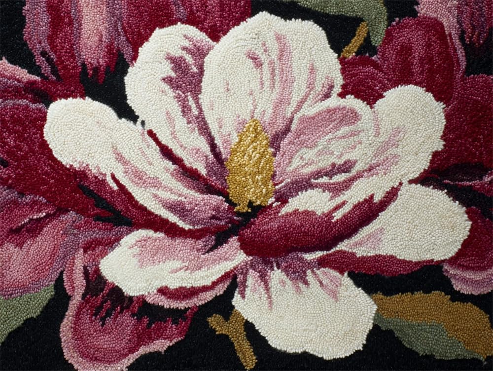 FWRTYCB Yarn Rug Hooking Kits Magnolia 20X15Inch Latch Hook Rug Kit