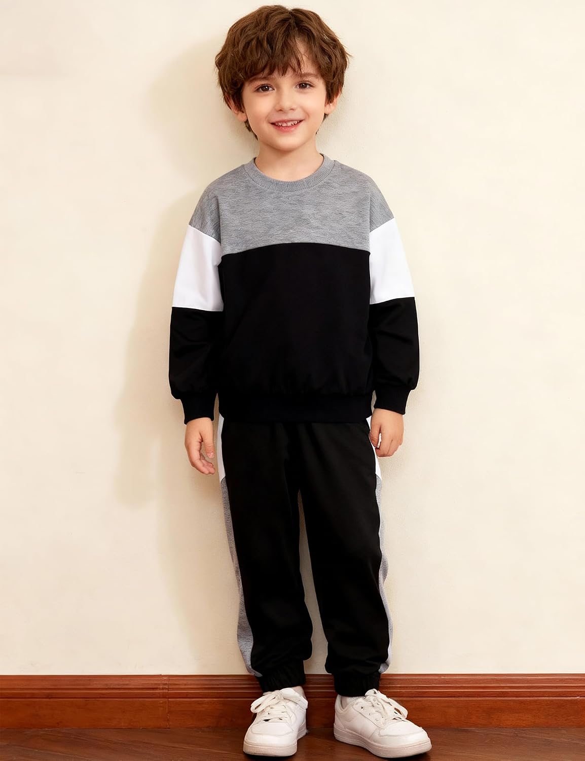 Toddler Boy Clothes Long Sleeve Color Block Sweatshirts Tops Pants Sets Kids Boys Fall Winter 2 Pieces Outfits 2-12 Years