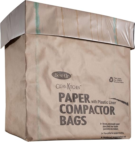 BestAir WMCK1335012-2 Heavy Duty Trash Compactor Bags, 16'' D x 9'' W x 17'' H, Pack of 2 (24 Bags)