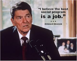 Best Social Program - Ronald Reagan Motivational Patriotic Wall Art Poster, Great Wall Decor Inspirational Art Poster For Home Decor, Bedroom Decor, Boys Room Decor, or 4th Of July, Unframed - 8x10