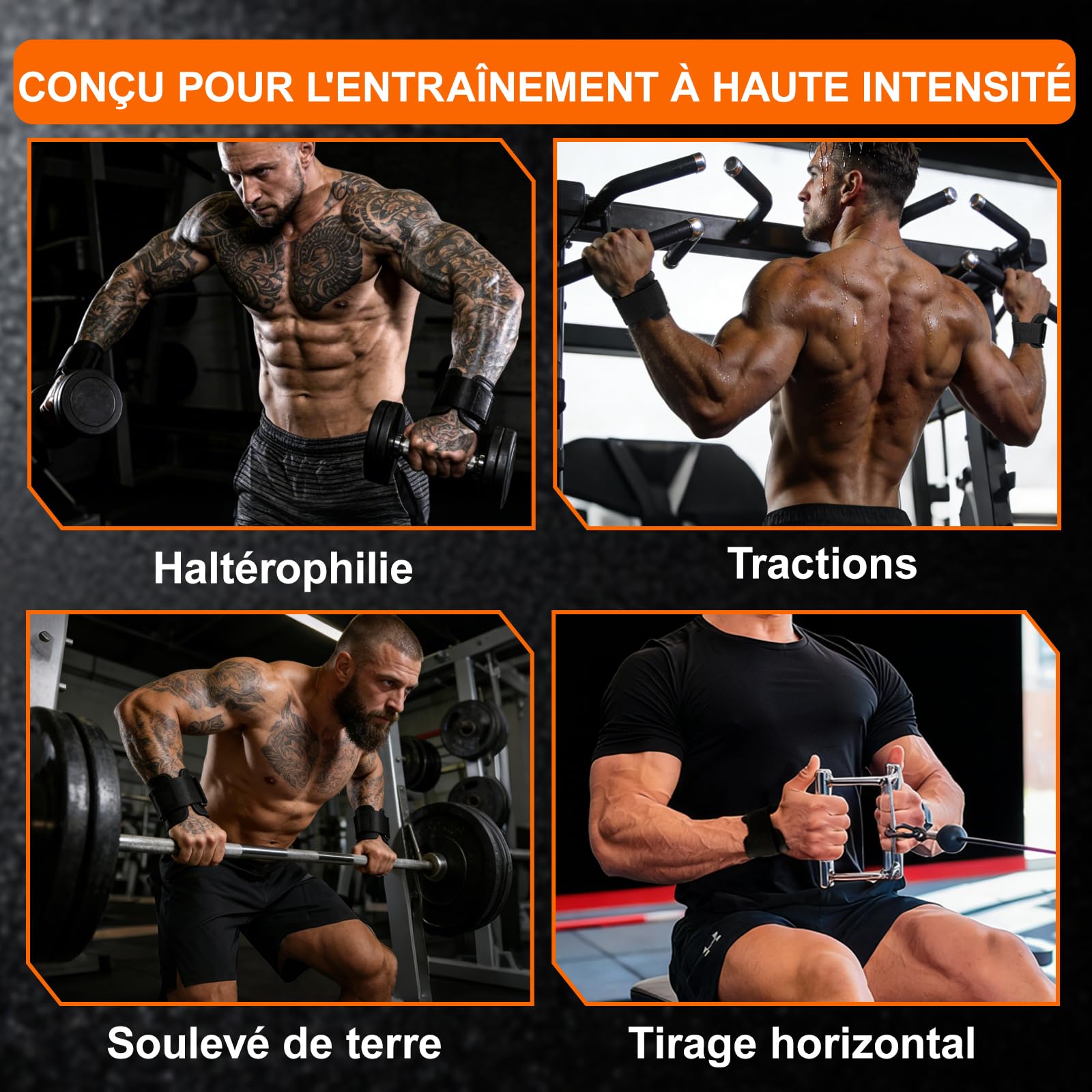 Sangle Musculation Crochet, Sangle de Tirage pour Soulevé de Terre, Tractions, Haltérophilie, Bande Poignet Musculation pour Hommes et Femmes