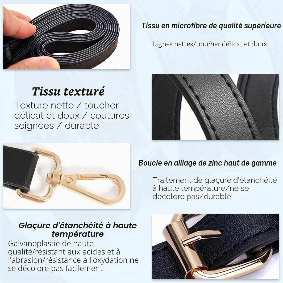 Sangle De Panier Vélo En Cuir - Boucle Métal, Réglable, Imperméable (Noir/Marron/Bleu)