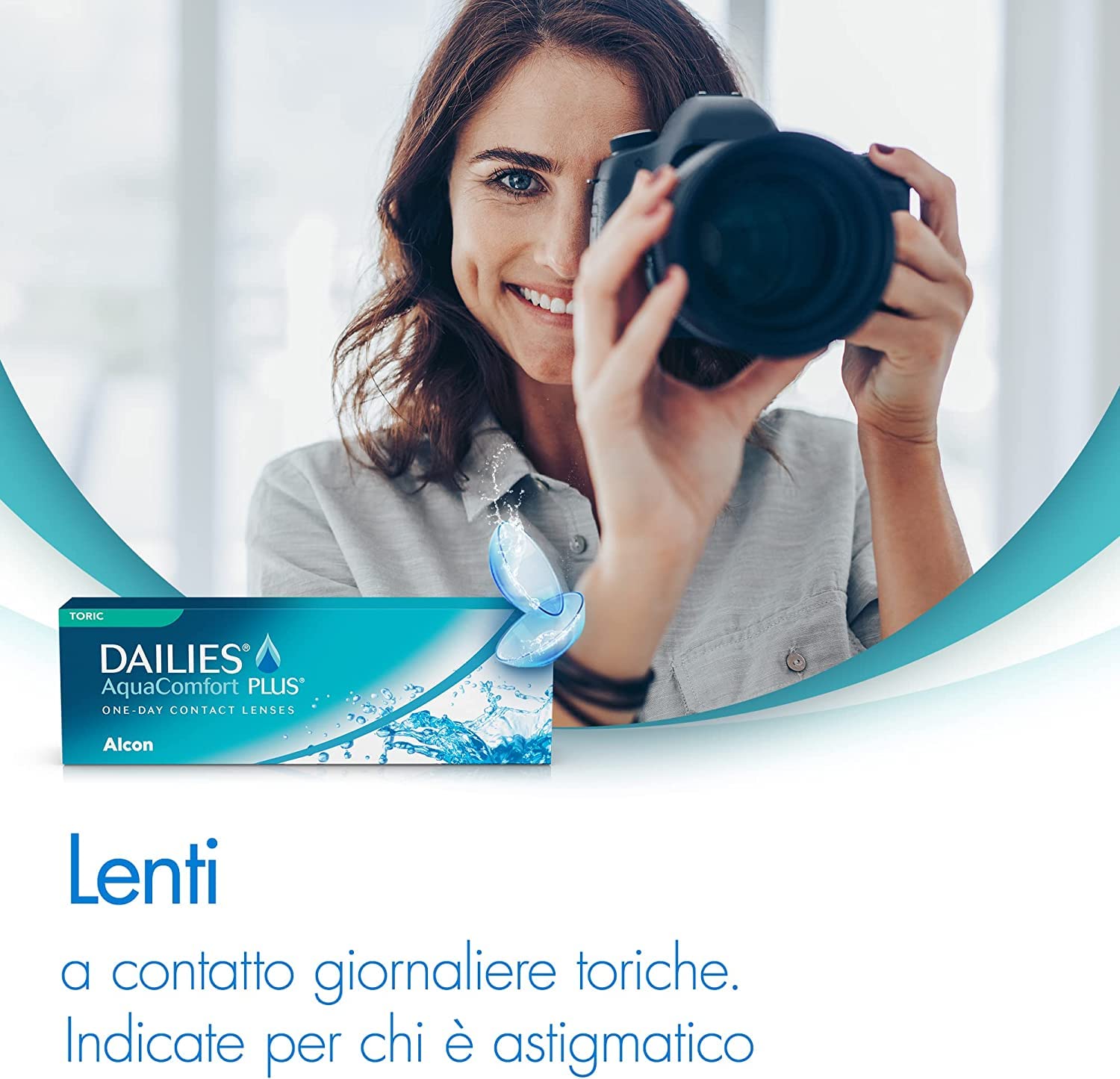 Dailies AquaComfort Plus Toric Lenti a Contatto Giornaliere, 30 Lenti, BC 8.8 mm, DIA 14.4 mm, CYL -0.75, Asse 10, -2.5 Diopt