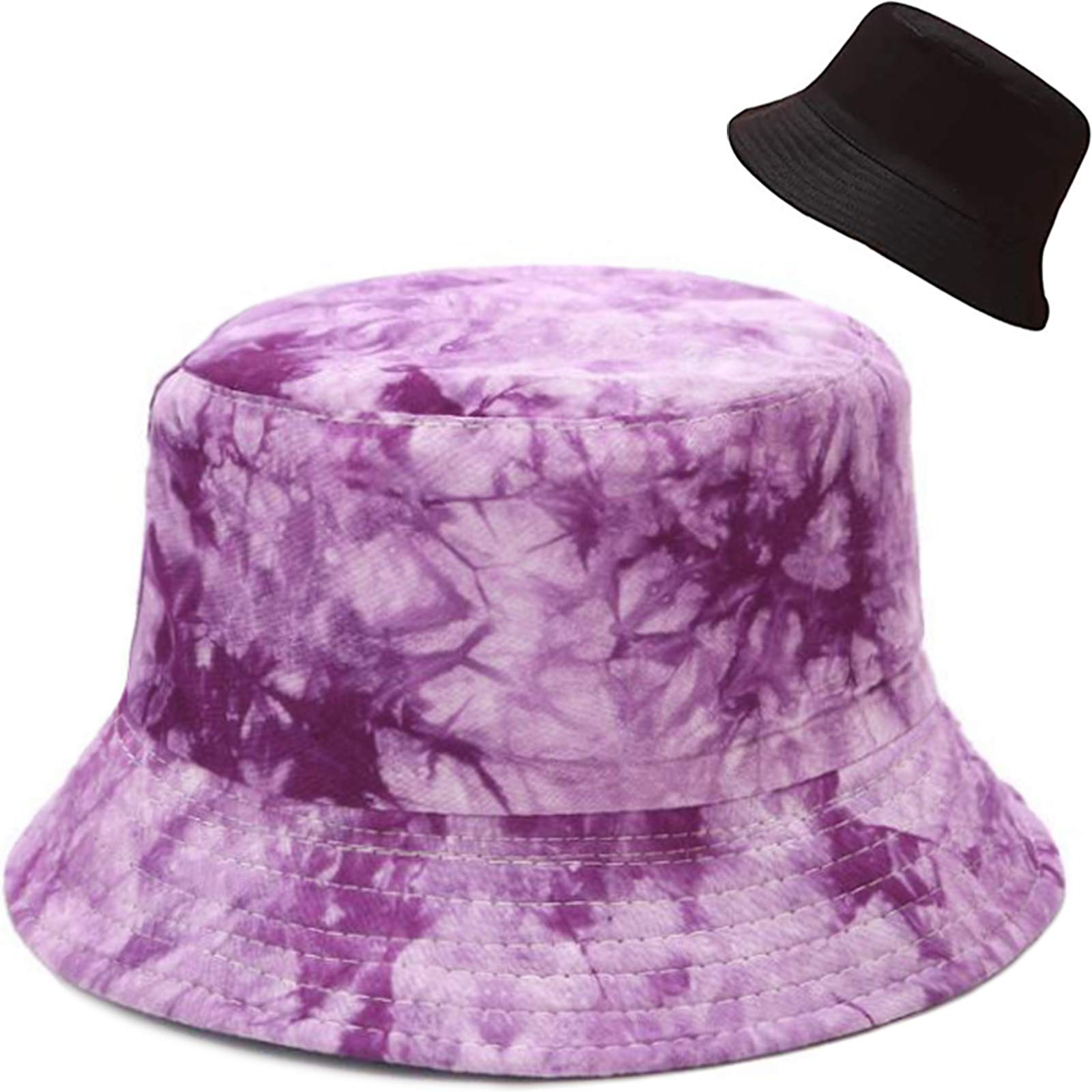 XYIYI Tie Dye Purple Reversible Bucket Hat Trendy Beach Sun Fishing Hats for Women Teen Girls