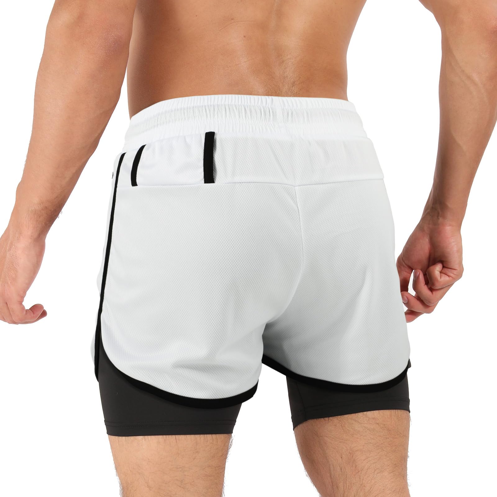 Superora 2 en 1 Short de Course Hommes de Compression avec Poches Téléphone | Gym Fitness Workout Poches Zippées