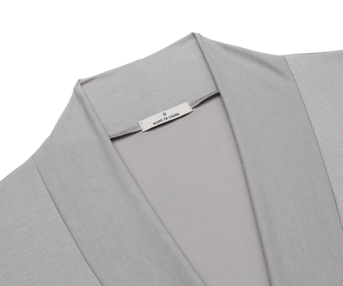 Robe de chambre longue en dentelle légère pour femme, gris, XL