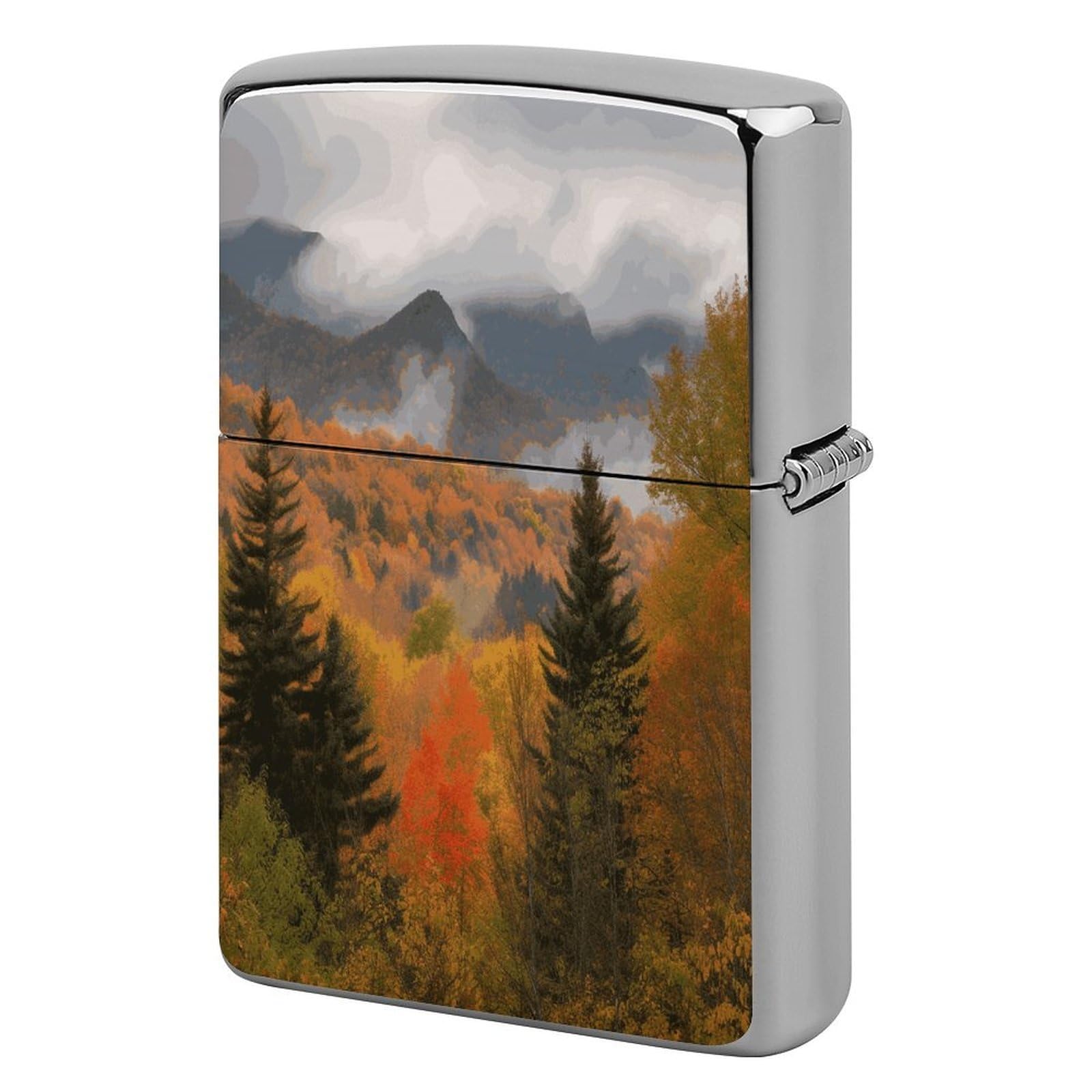 Fekiloot Style Autumn Foliage Mountains Lighter Case Cover Metal Lighter Case
