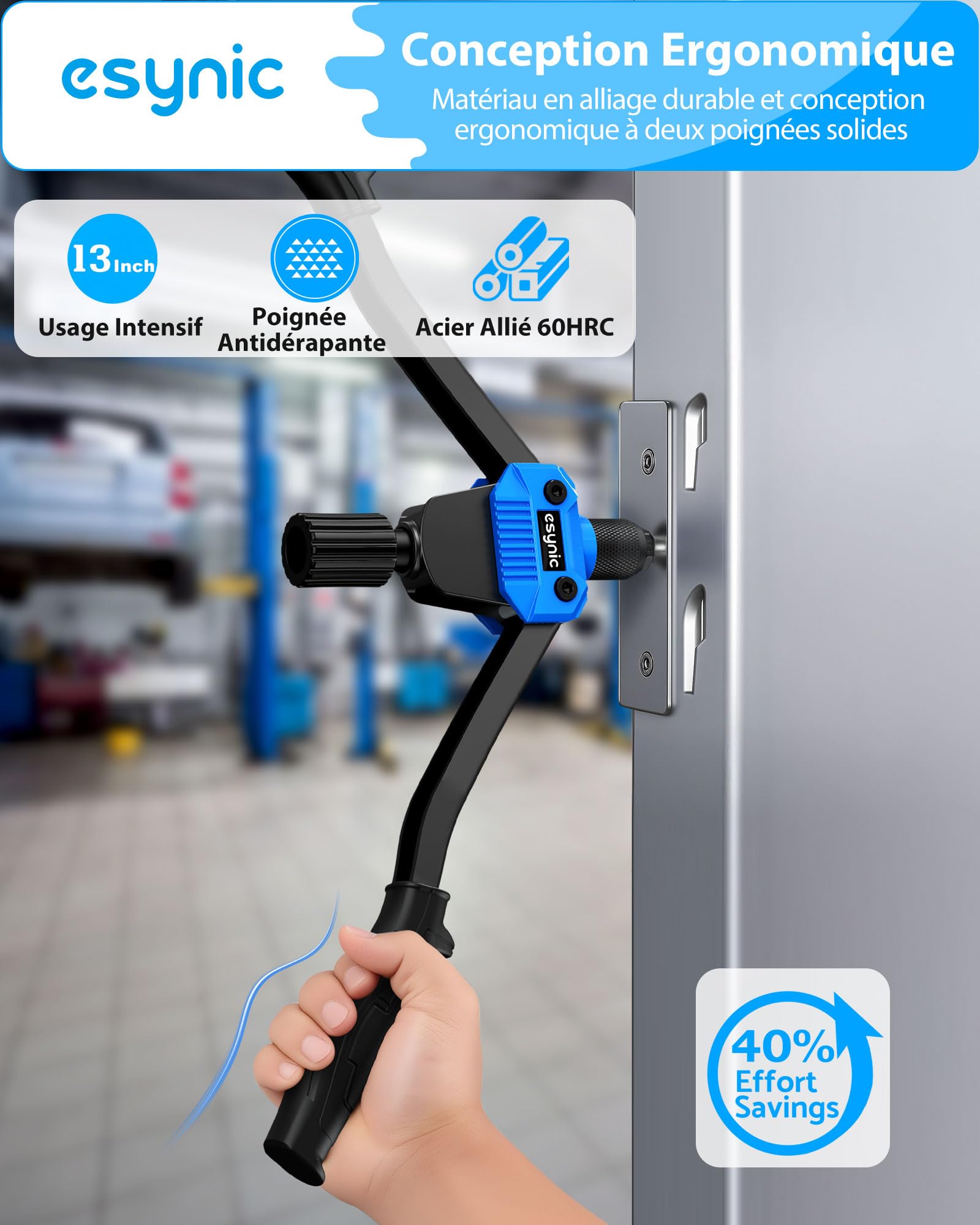 eSynic 13" Pince à Insert Fileté avec 7 Mandrins M3 M4 M5 M6 M8 M10 M12 avec 110 Écrous Pince à Riveter Riveteuse Poignée Antidérapante Remplacement Aisé Pince à Rivet Insert avec Tui de Transport