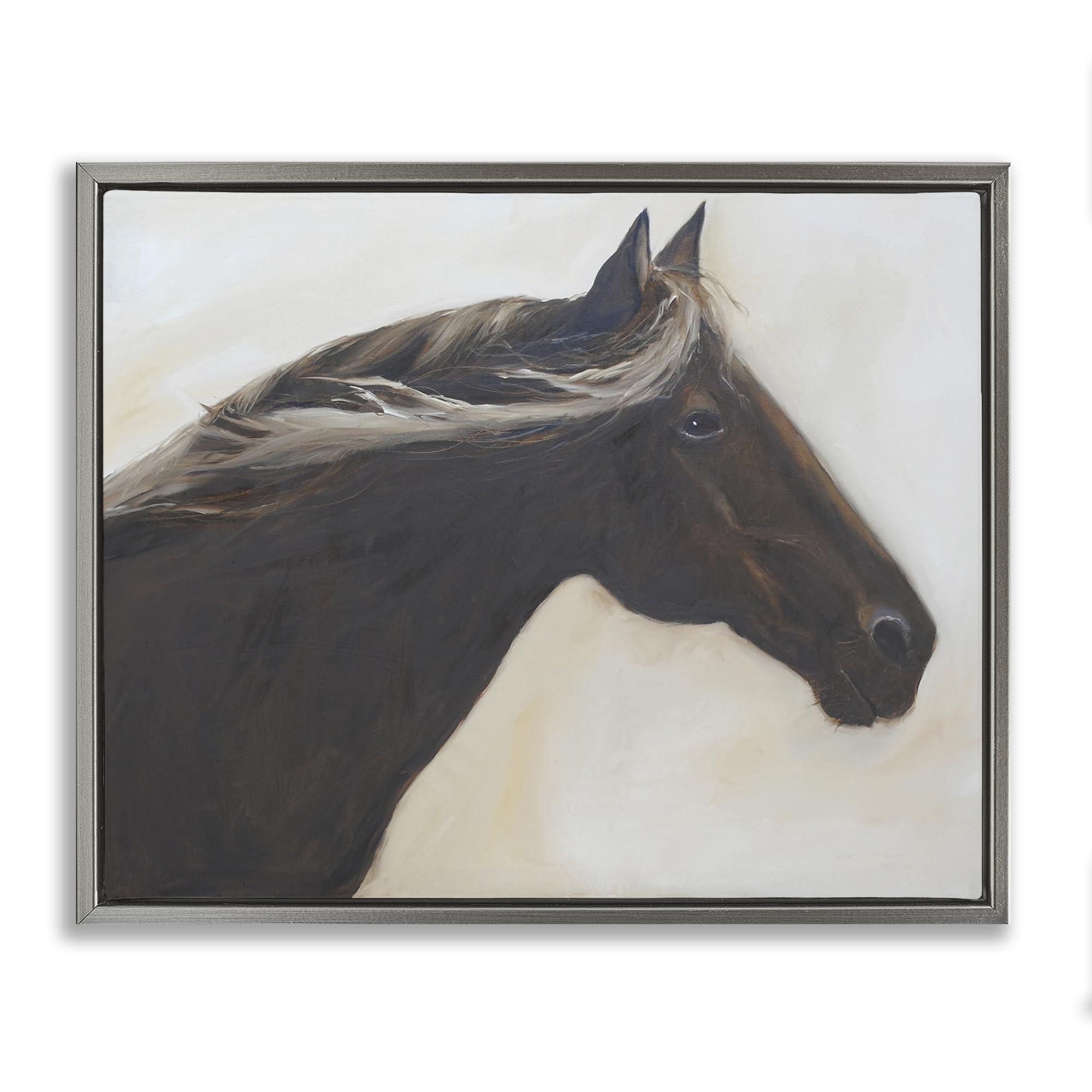 Stupell Industries Majestic Mare In Profile 'The Mare In Profile', Floating Frame Canvas Art, Gray, 31 X 25 Inches, Easy To Hang And Sturdy, Made In Usa, By Jadei Graphics
