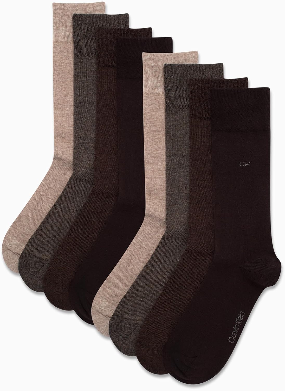 Calvin Klein Mens Dress Socks - 8 Pack Soft Cotton Blend Work Crew Socks for Men for Casual Business & Formal Wear