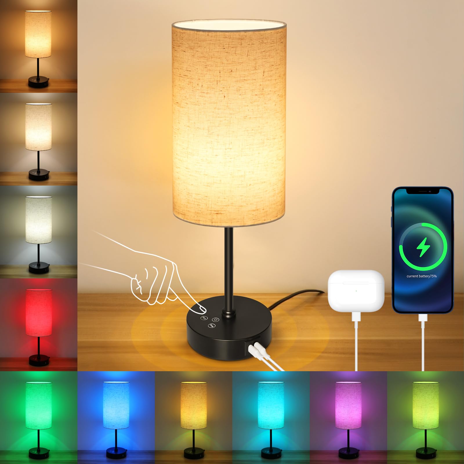 Unicozin 17Inch Table Lamp, 3 CCT 3000K/4500K/6500K & RGB Color