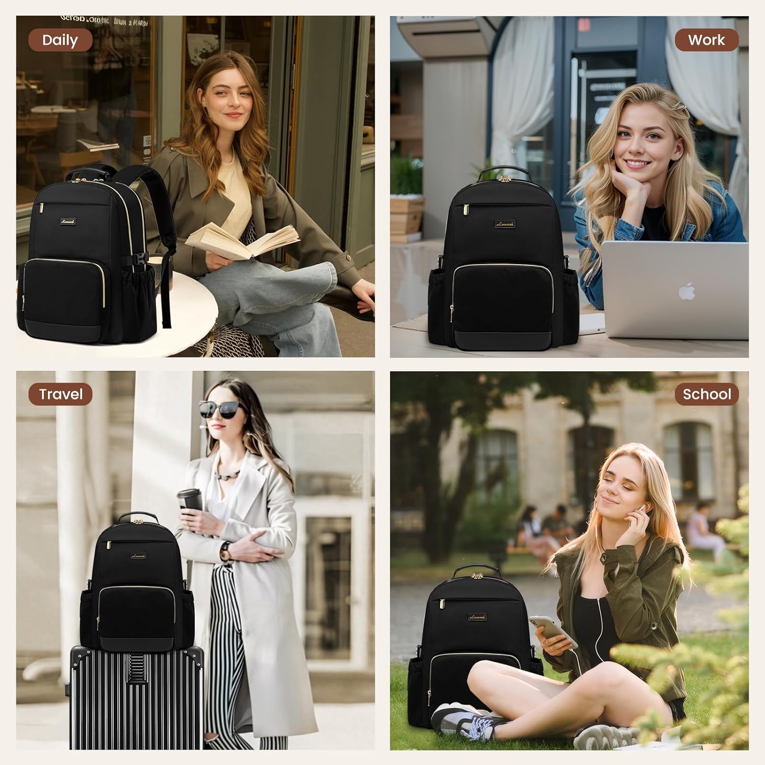 LOVEVOOK Laptop Backpack for Women with Pouch Pocket for Large Capacity Cup,18 Inch Laptop Computer Bag Travel Backpack Purse,Waterproof Work Business Backpack College Teacher Bags,Dark Purple - Image 7