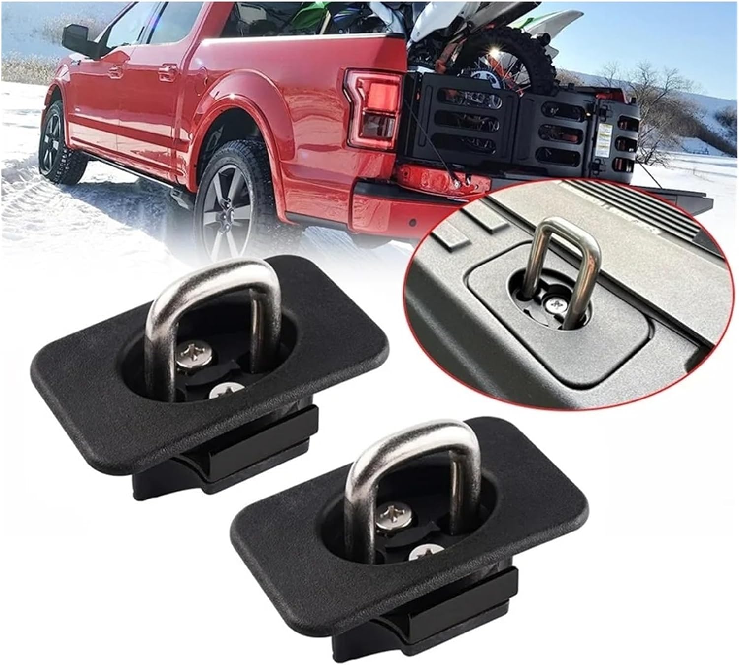 Car Tailgate Lock for F 150 2015-2023 F250 F350 2017-2023 Trunk Retractable Bed Side Wall Hook Ring Anchor Clip Truck Tie Down Tailgate Lock Actuator(4Pcs)